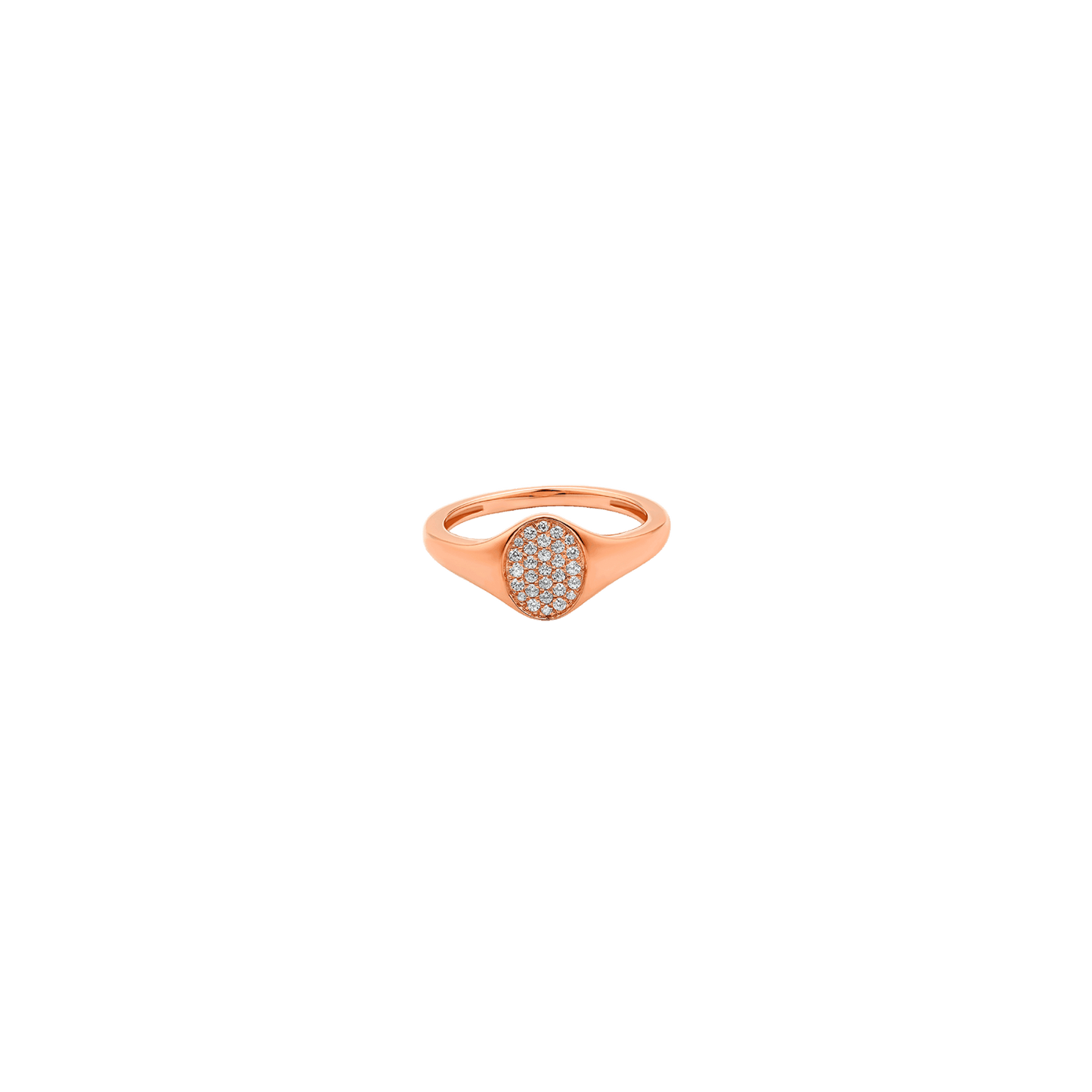 Oval Signet Diamond Ring - 14K Rose Gold Rings 14K Solid Gold US 4 