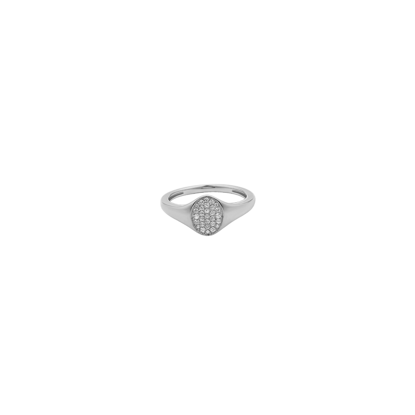 Oval Signet Diamond Ring - 14K White Gold Rings 14K Solid Gold US 4 