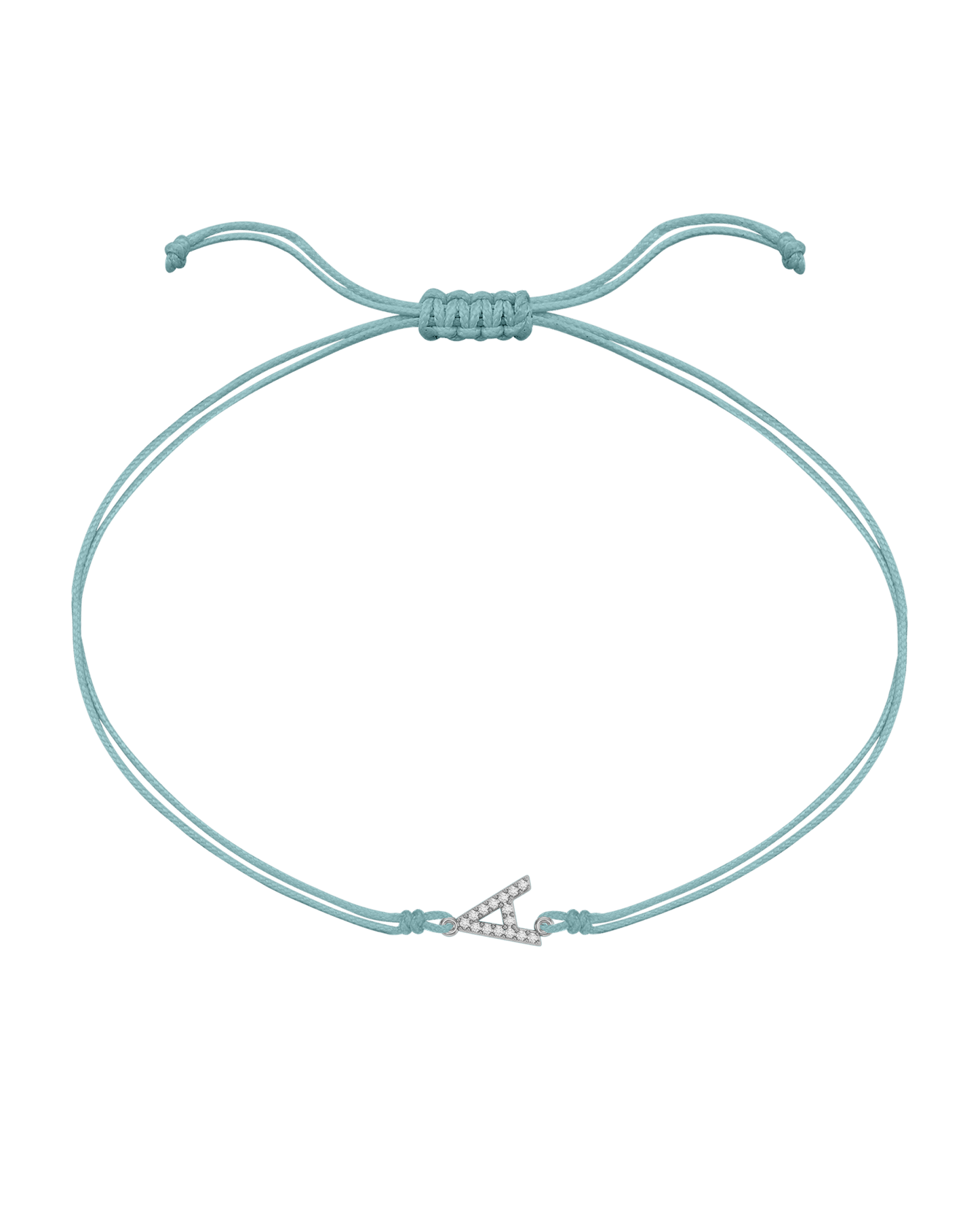 Paved Diamond Initial String of Love - 14K White Gold Bracelet 14K Solid Gold Turquoise 