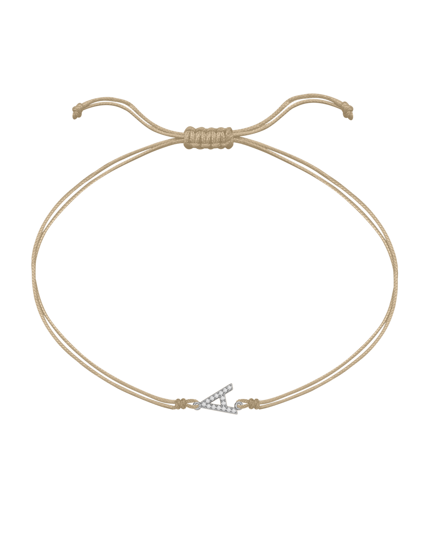 Paved Diamond Initial String of Love - 14K White Gold Bracelet 14K Solid Gold Sand 