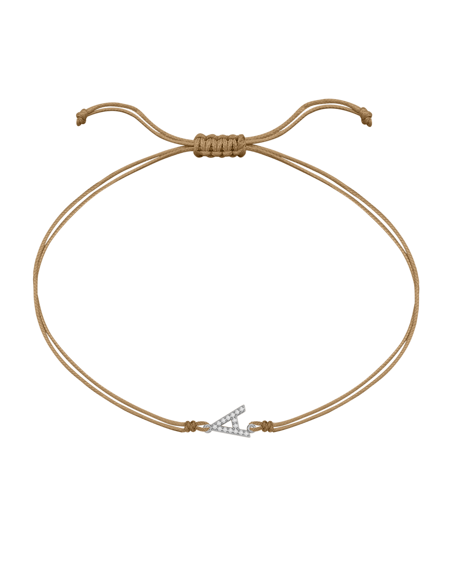 Paved Diamond Initial String of Love - 14K White Gold Bracelet 14K Solid Gold Camel 