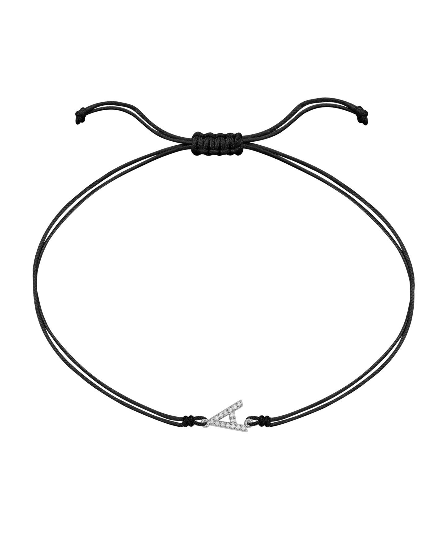 Paved Diamond Initial String of Love - 14K White Gold Bracelet 14K Solid Gold Black 