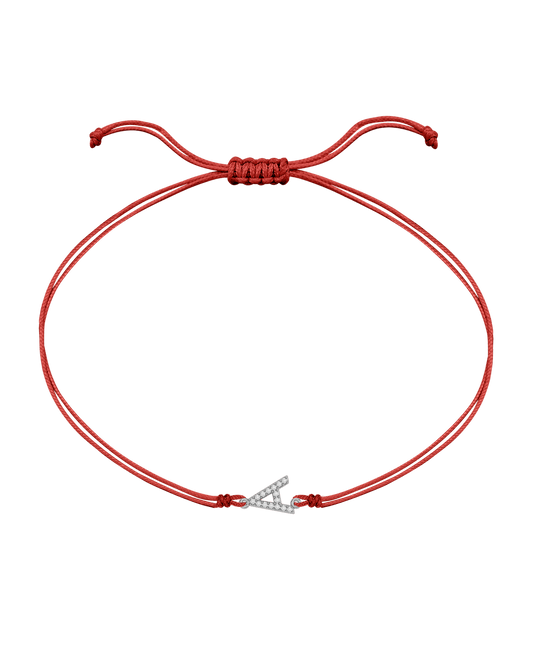 Paved Diamond Initial String of Love - 14K White Gold Bracelet 14K Solid Gold Red 