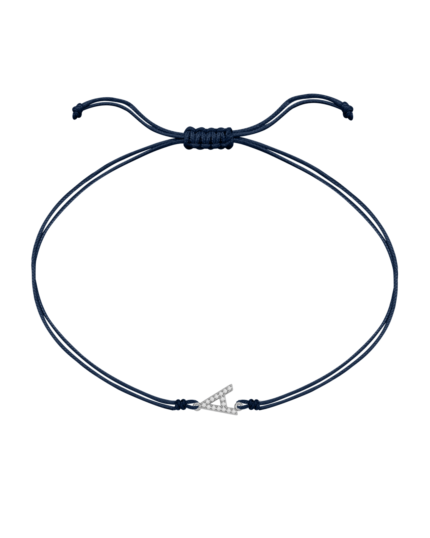 Paved Diamond Initial String of Love - 14K White Gold Bracelet 14K Solid Gold Navy Blue 