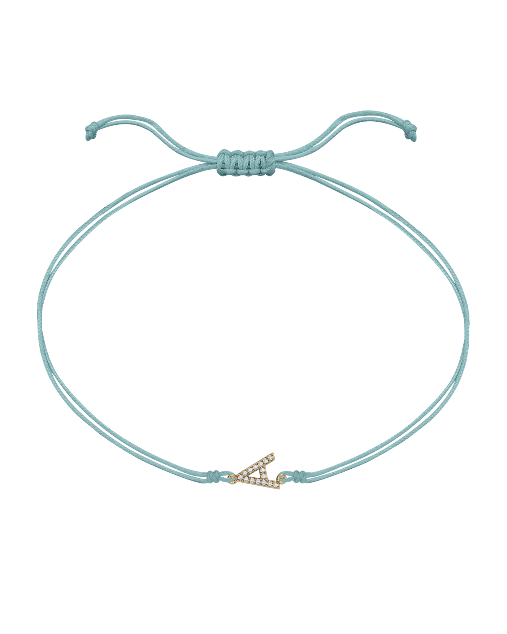 Paved Diamond Initial String of Love - 14K Yellow Gold Bracelet 14K Solid Gold Turquoise 