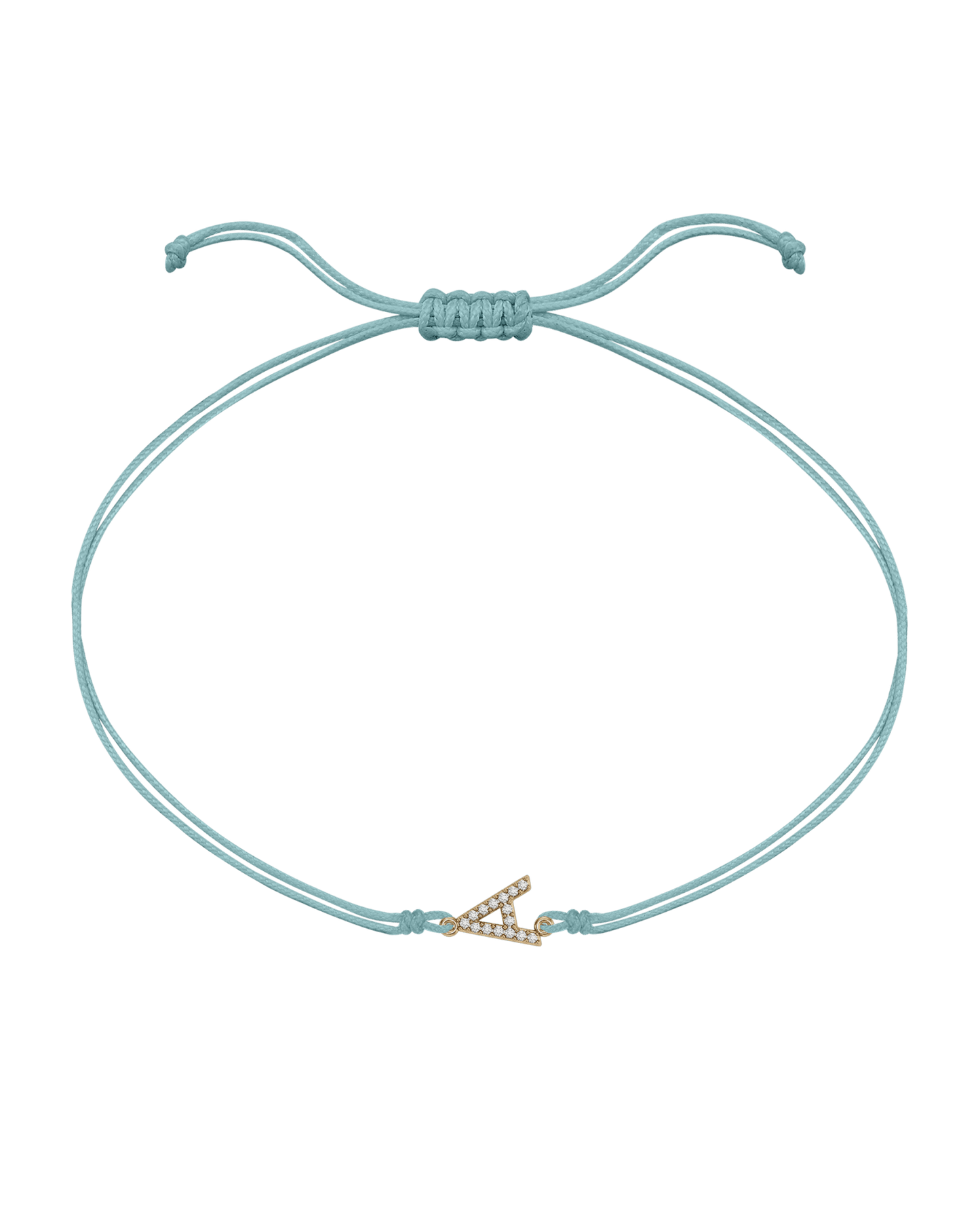 Paved Diamond Initial String of Love - 14K Yellow Gold Bracelet 14K Solid Gold Turquoise 