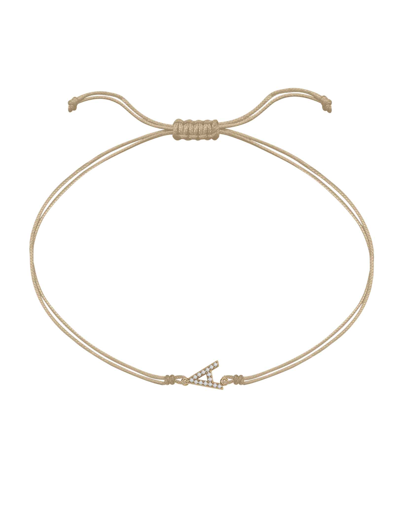 Paved Diamond Initial String of Love - 14K Yellow Gold Bracelet 14K Solid Gold Sand 