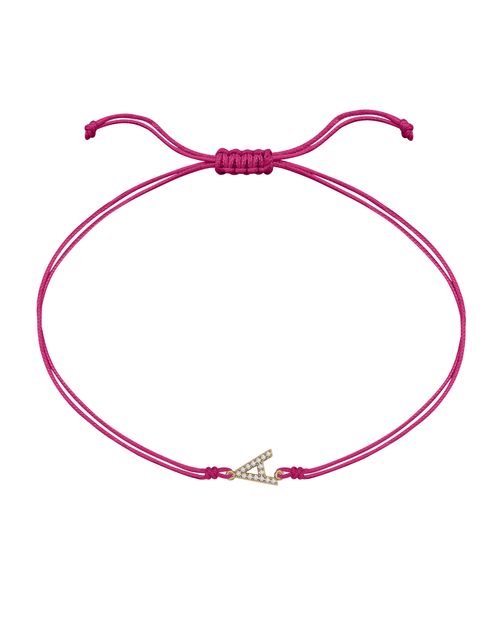 Paved Diamond Initial String of Love - 14K Yellow Gold Bracelet 14K Solid Gold Pink 