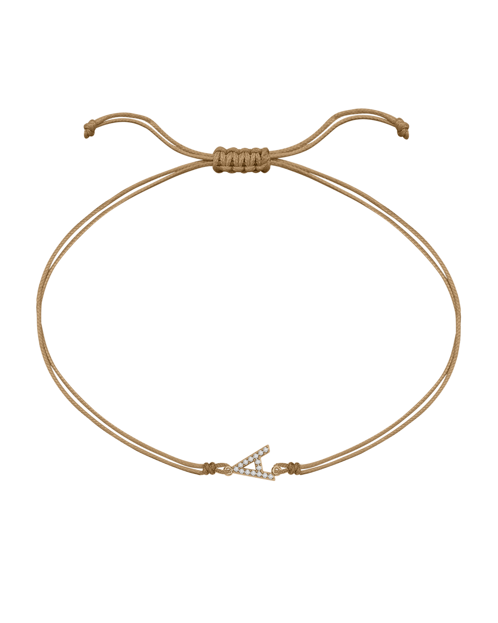 Paved Diamond Initial String of Love - 14K Yellow Gold Bracelet 14K Solid Gold Camel 