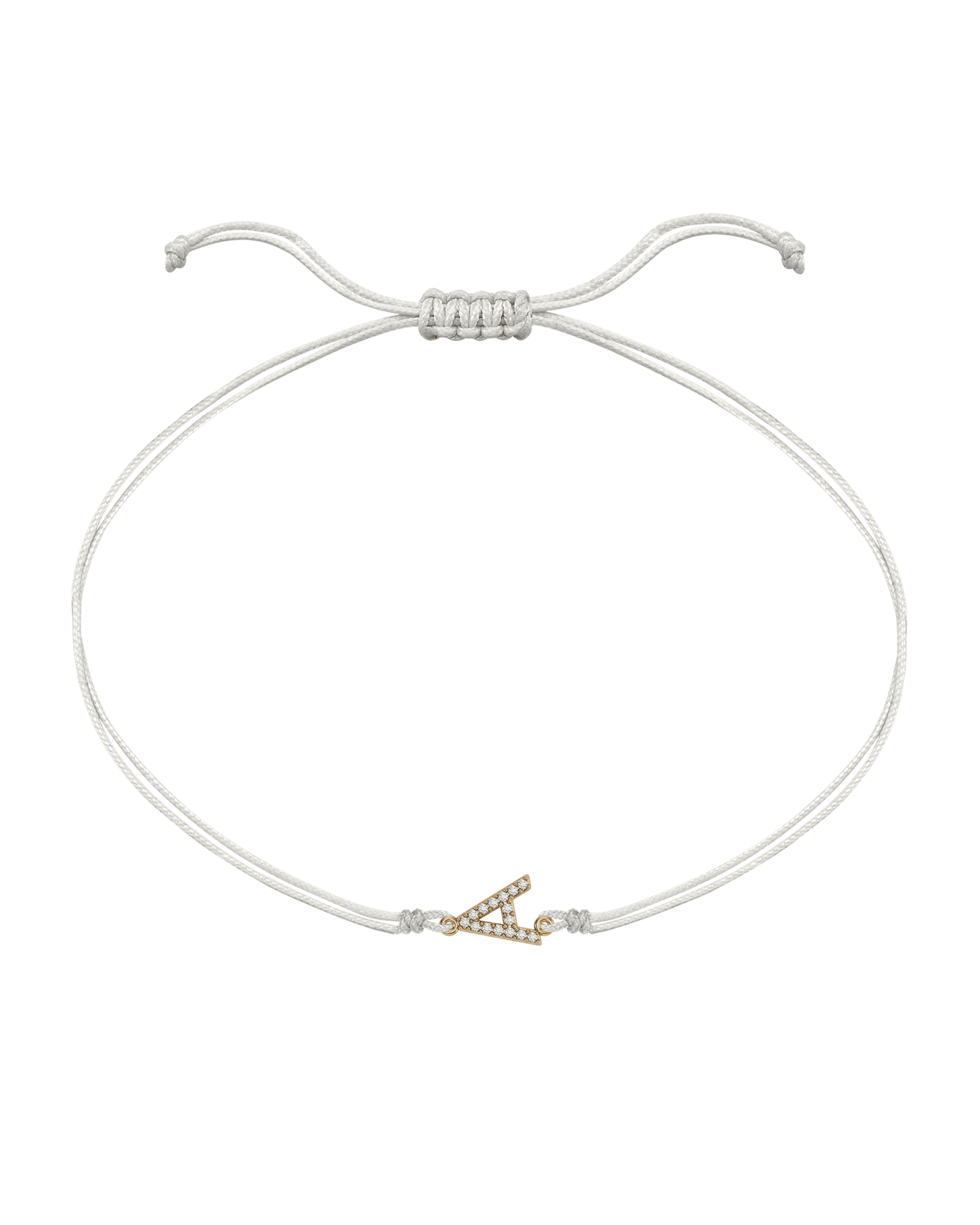 Paved Diamond Initial String of Love - 14K Yellow Gold Bracelet 14K Solid Gold Pearl 