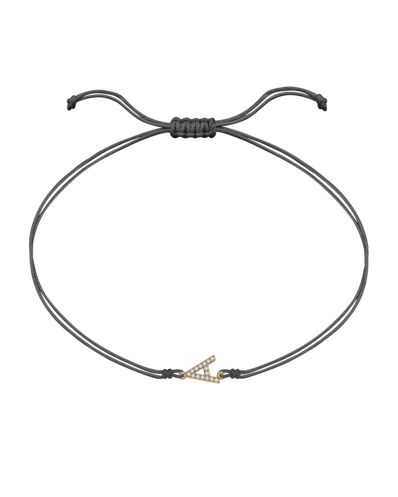 Paved Diamond Initial String of Love - 14K Yellow Gold Bracelet 14K Solid Gold Grey 