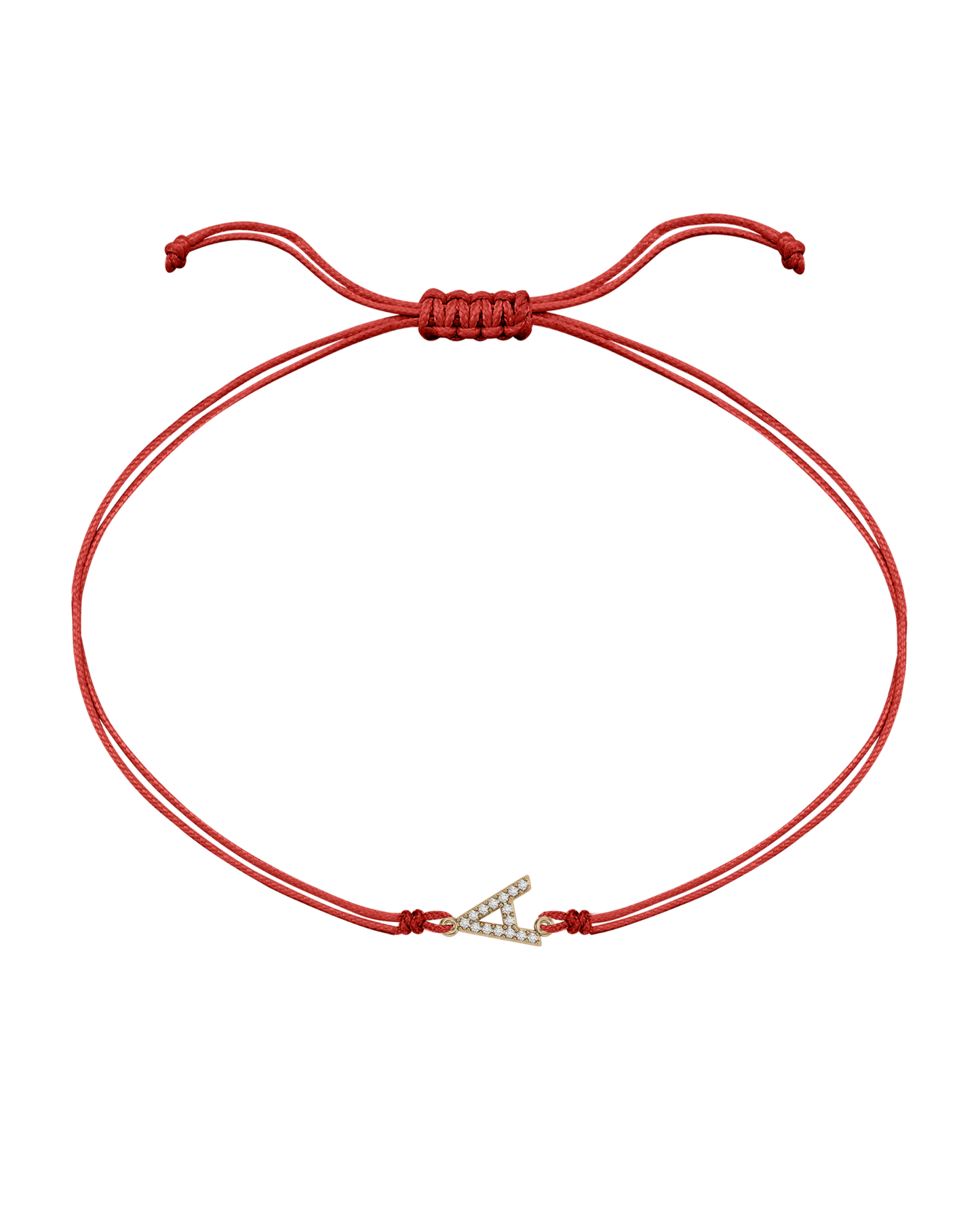 Paved Diamond Initial String of Love - 14K Yellow Gold Bracelet 14K Solid Gold Red 