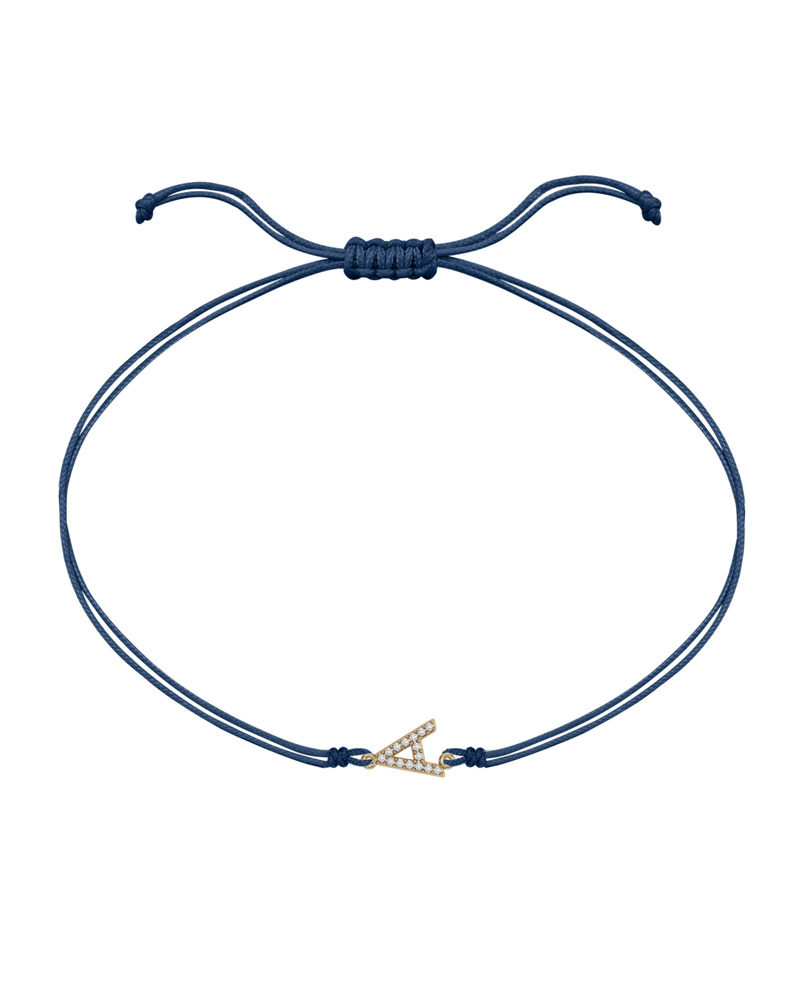 Paved Diamond Initial String of Love - 14K Yellow Gold Bracelet 14K Solid Gold Indigo 