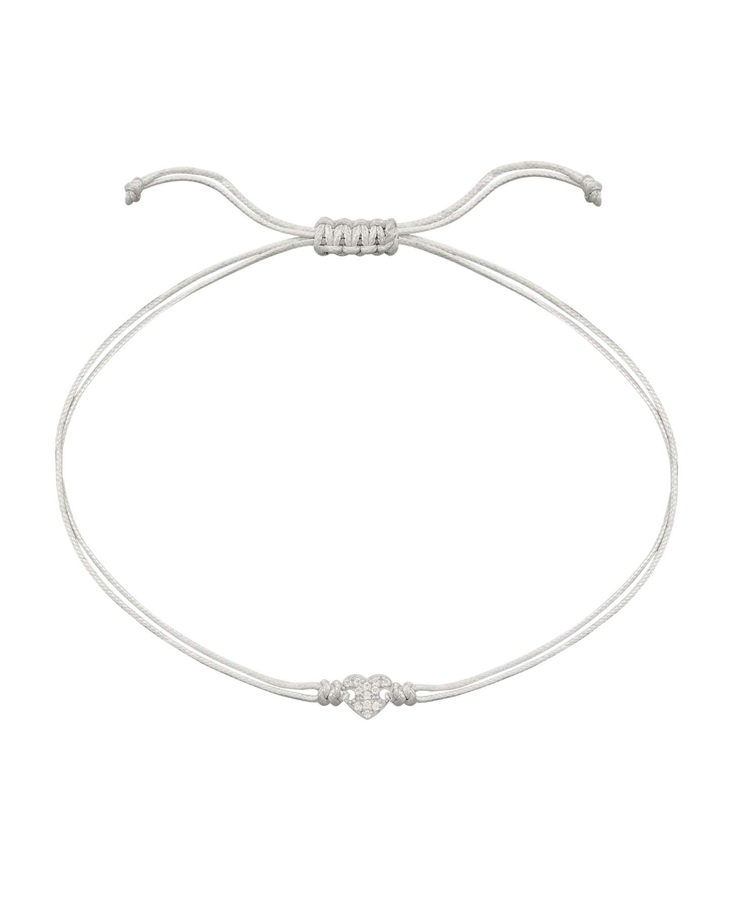 Paved Heart String of Love Bracelet - 14K White Gold Bracelet magal-dev Pearl 