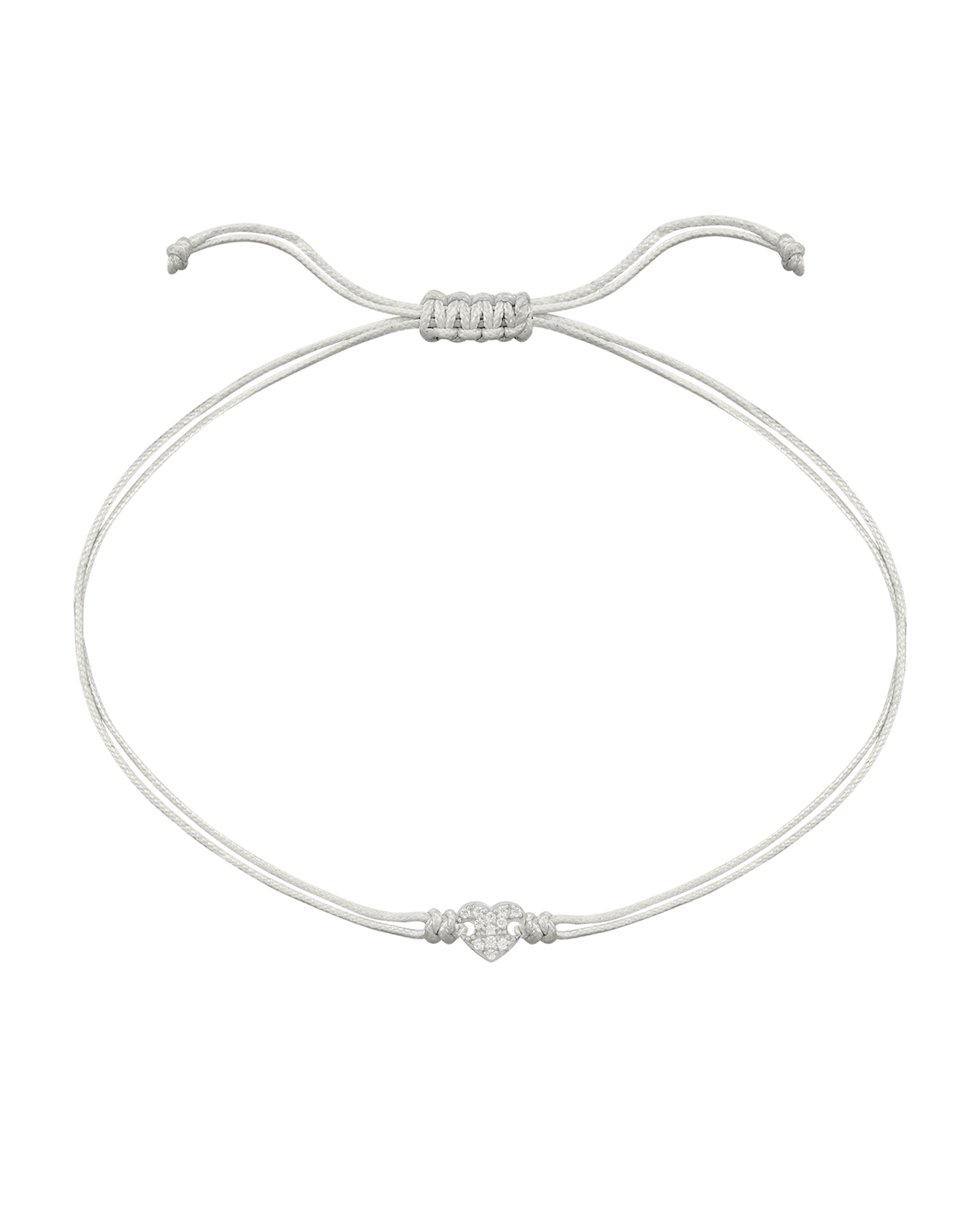 Paved Heart String of Love Bracelet - 14K White Gold Bracelet magal-dev Pearl 