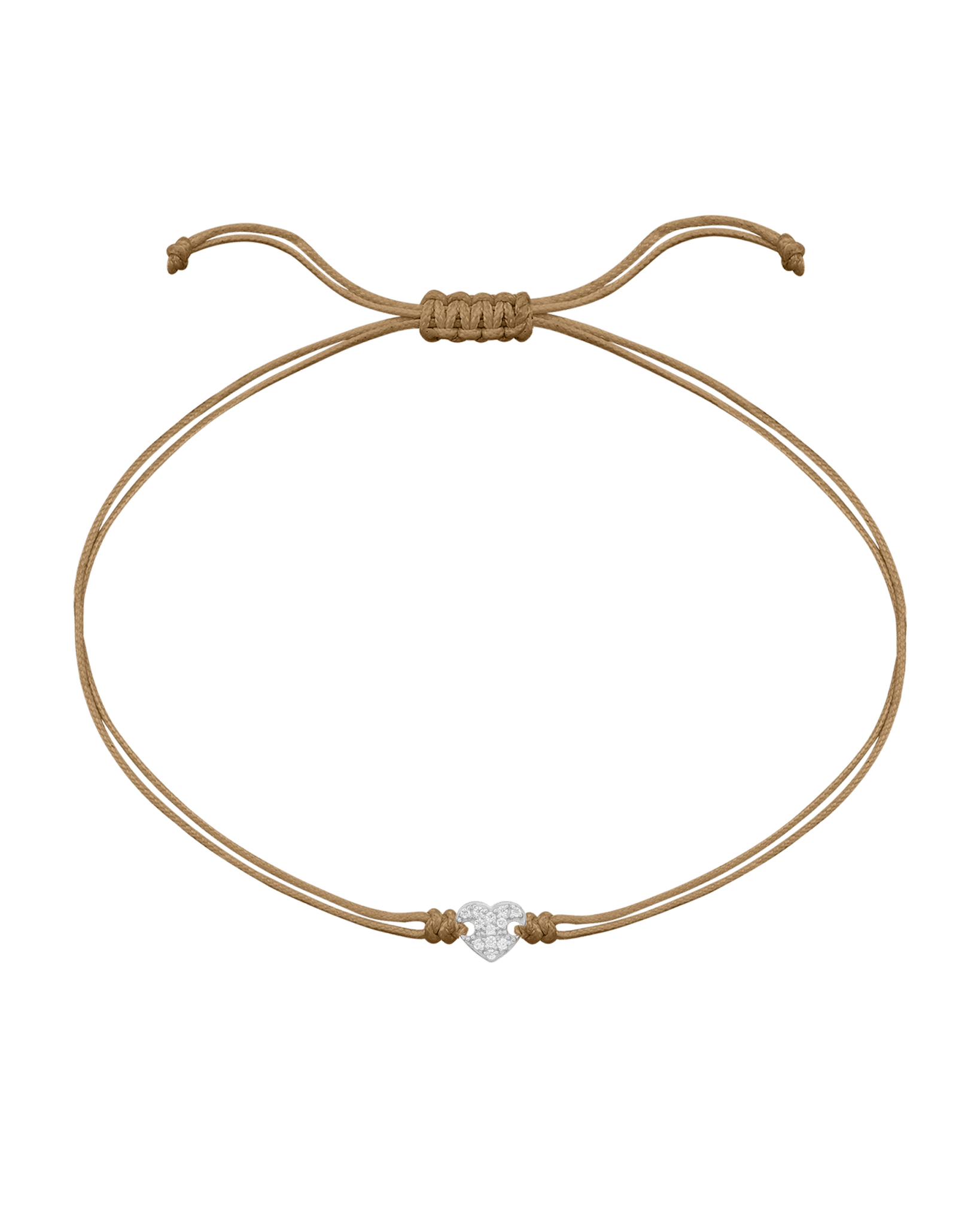 Paved Heart String of Love Bracelet - 14K White Gold Bracelet magal-dev Camel 