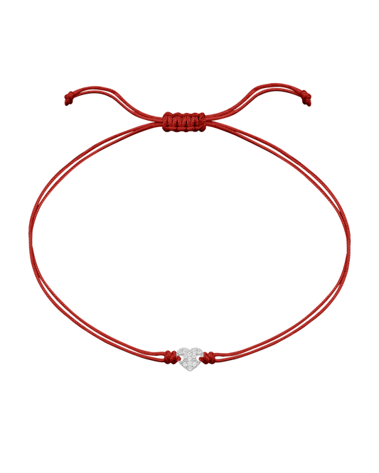 Paved Heart String of Love Bracelet - 14K White Gold Bracelet magal-dev Red 