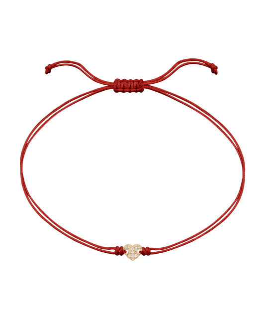 Paved Heart String of Love Bracelet - 14K Yellow Gold Bracelet magal-dev Red 
