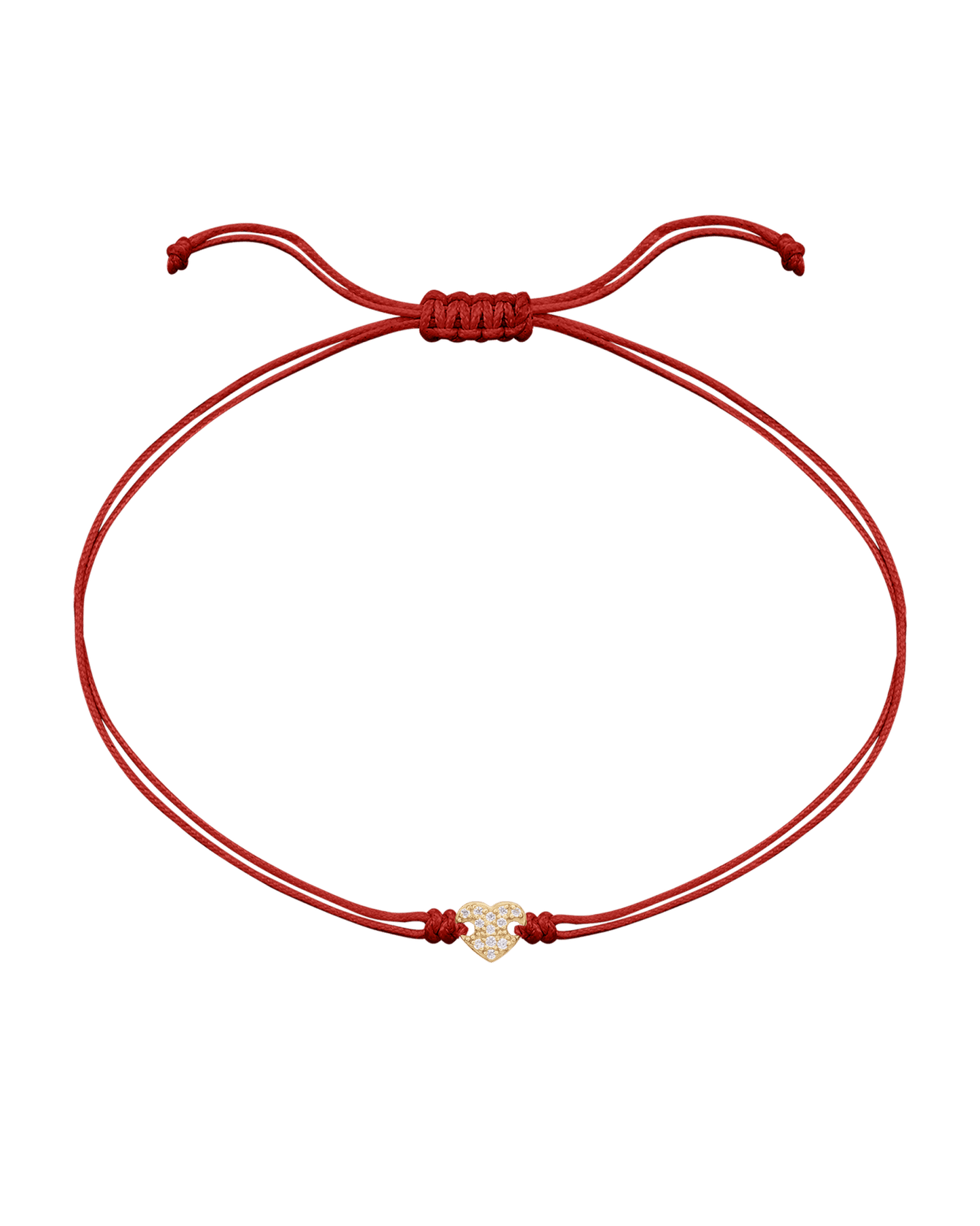 Paved Heart String of Love Bracelet - 14K Yellow Gold Bracelet magal-dev Red 