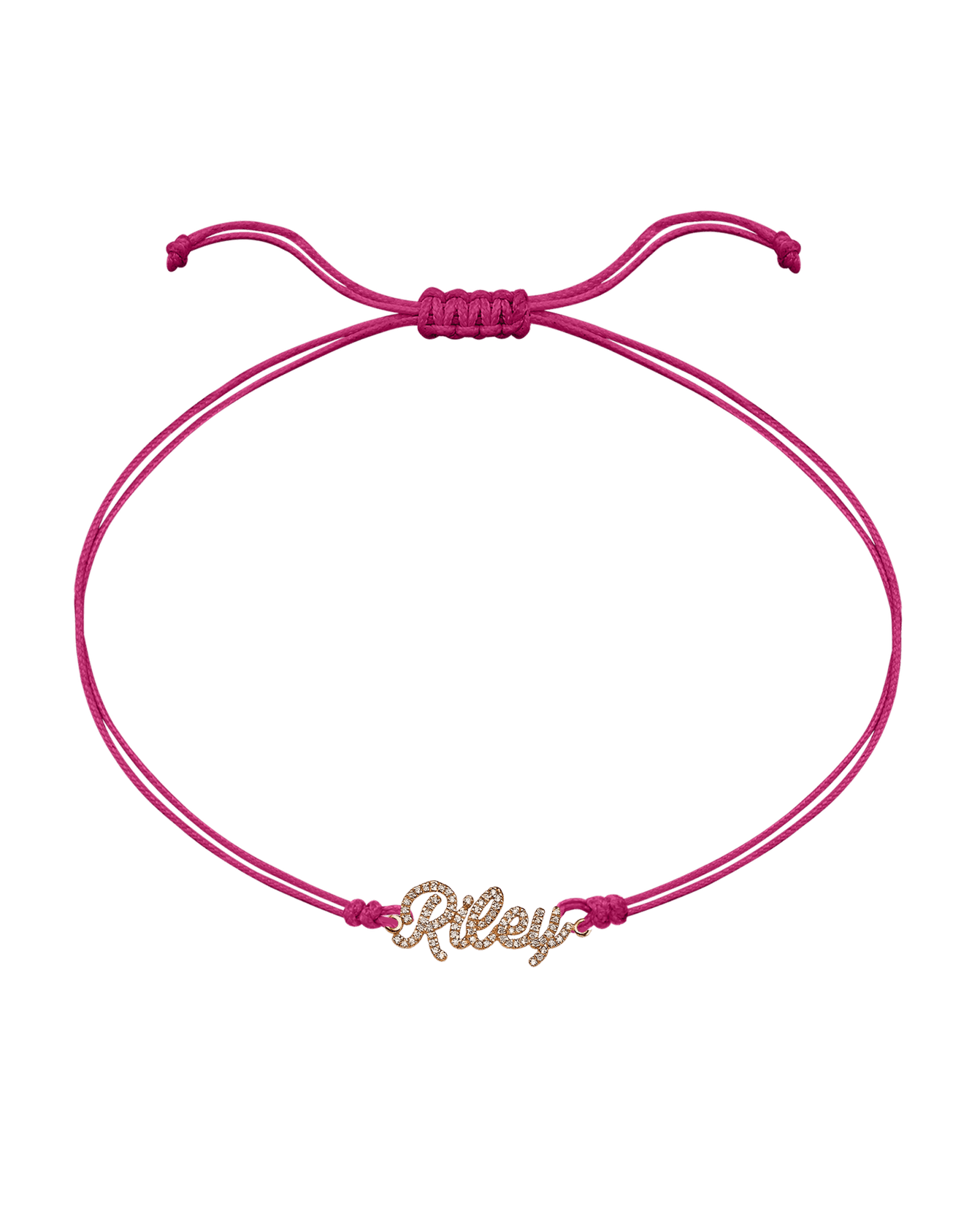 Paved Name Plate String of Love - 14K Rose Gold Bracelet 14K Solid Gold Pink 1 