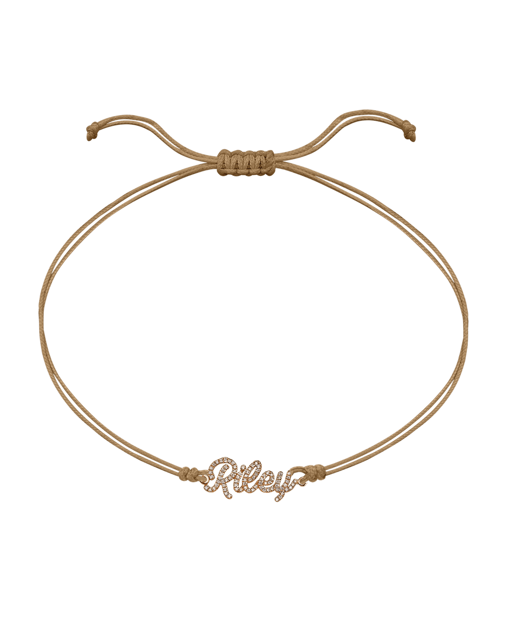 Paved Name Plate String of Love - 14K Rose Gold Bracelet 14K Solid Gold Camel 1 