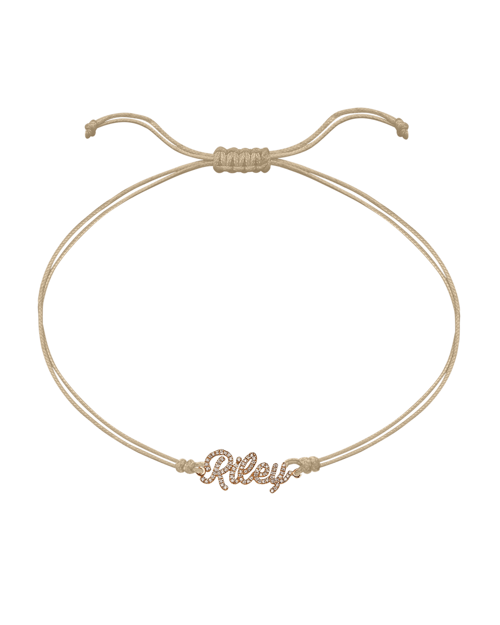 Paved Name Plate String of Love - 14K Rose Gold Bracelet 14K Solid Gold Sand 1 