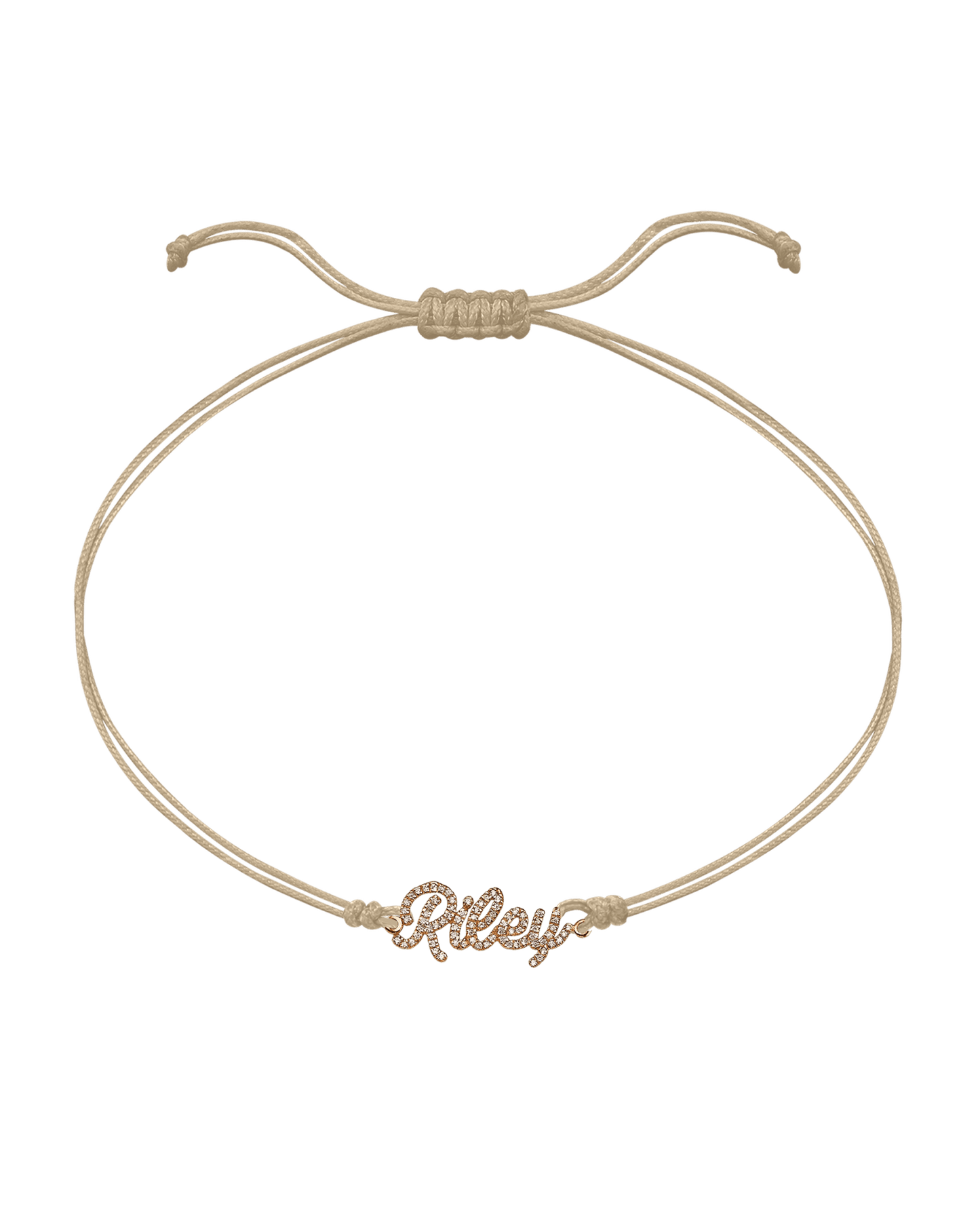 Paved Name Plate String of Love - 14K Rose Gold Bracelet 14K Solid Gold Sand 1 