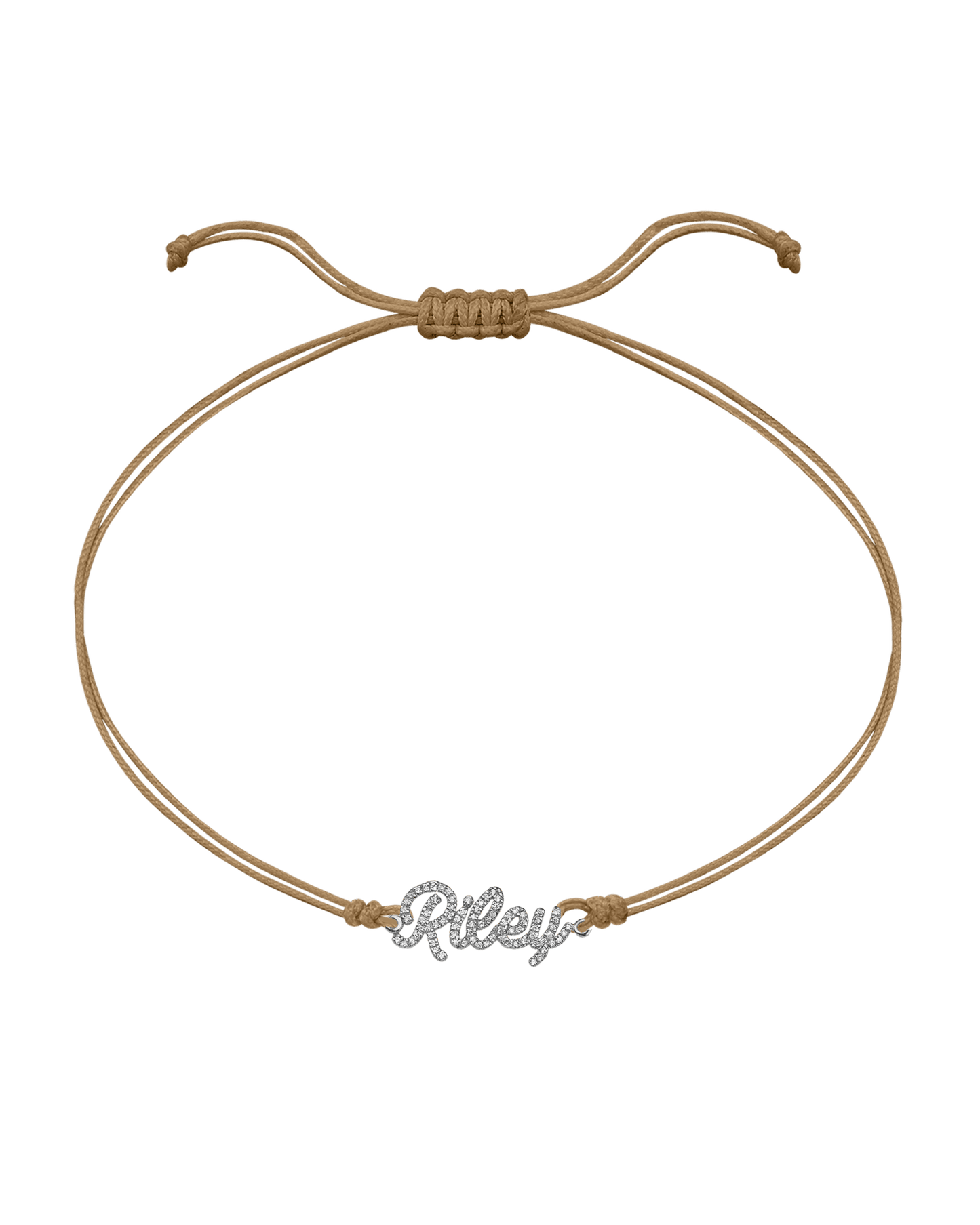 Paved Name Plate String of Love - 14K White Gold Bracelet 14K Solid Gold Camel 1 
