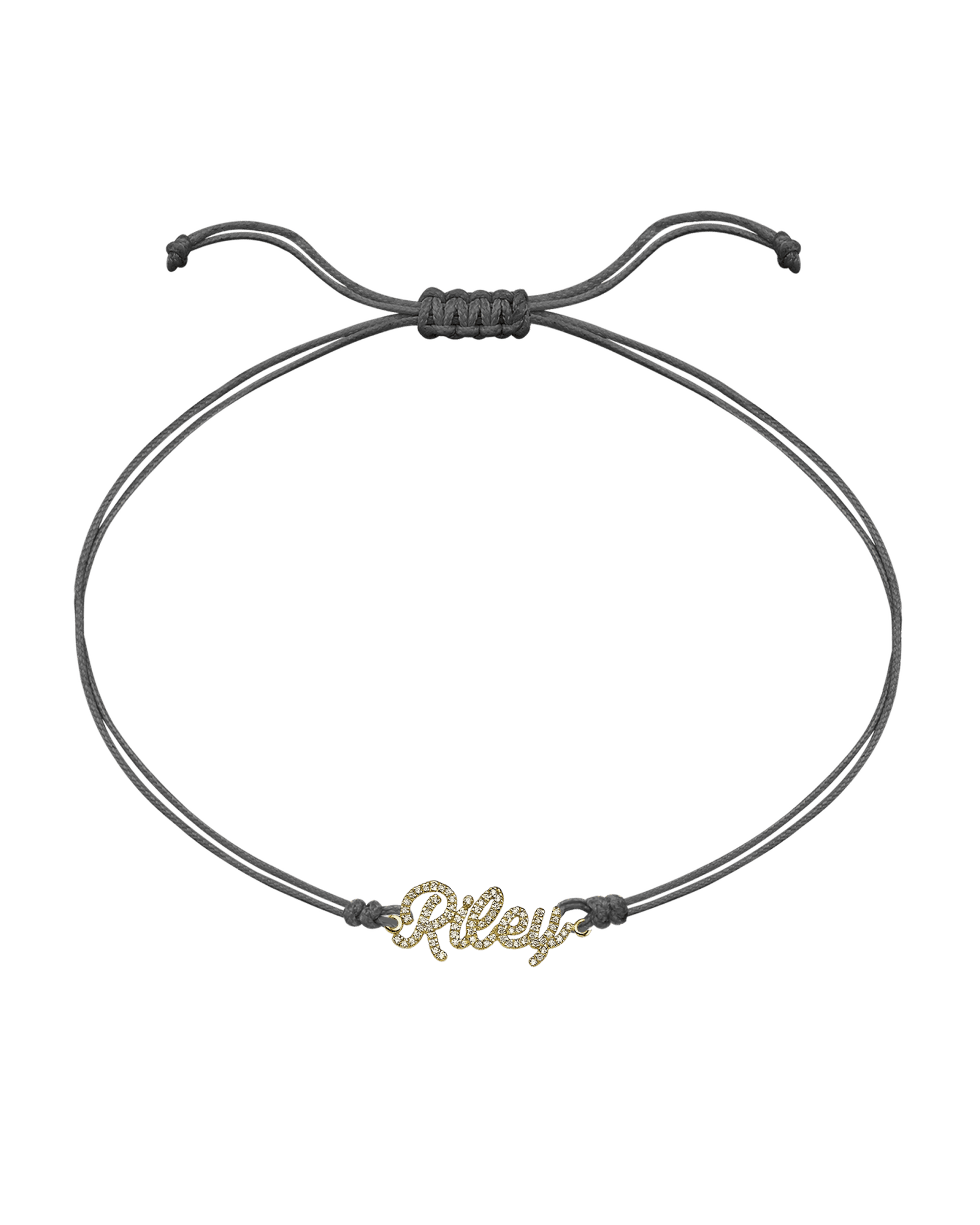 Paved Name Plate String of Love - 14K Yellow Gold Bracelet 14K Solid Gold Grey 1 