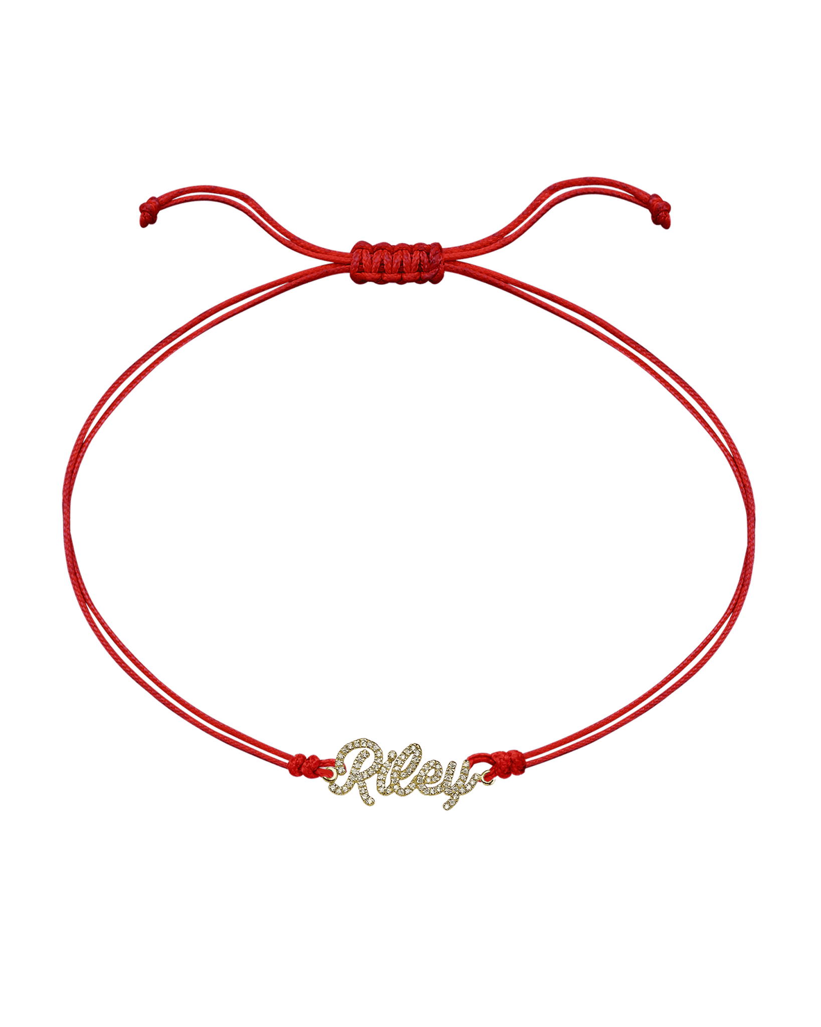 Paved Name Plate String of Love - 14K Yellow Gold Bracelet 14K Solid Gold Red 1 