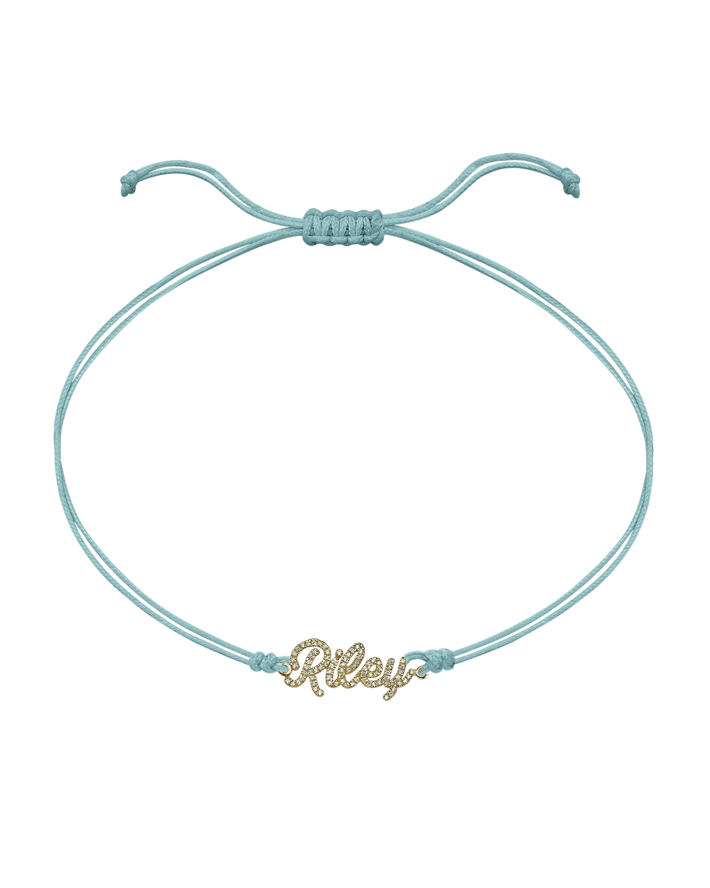 Paved Name Plate String of Love - 14K Yellow Gold Bracelet 14K Solid Gold Turquoise 1 