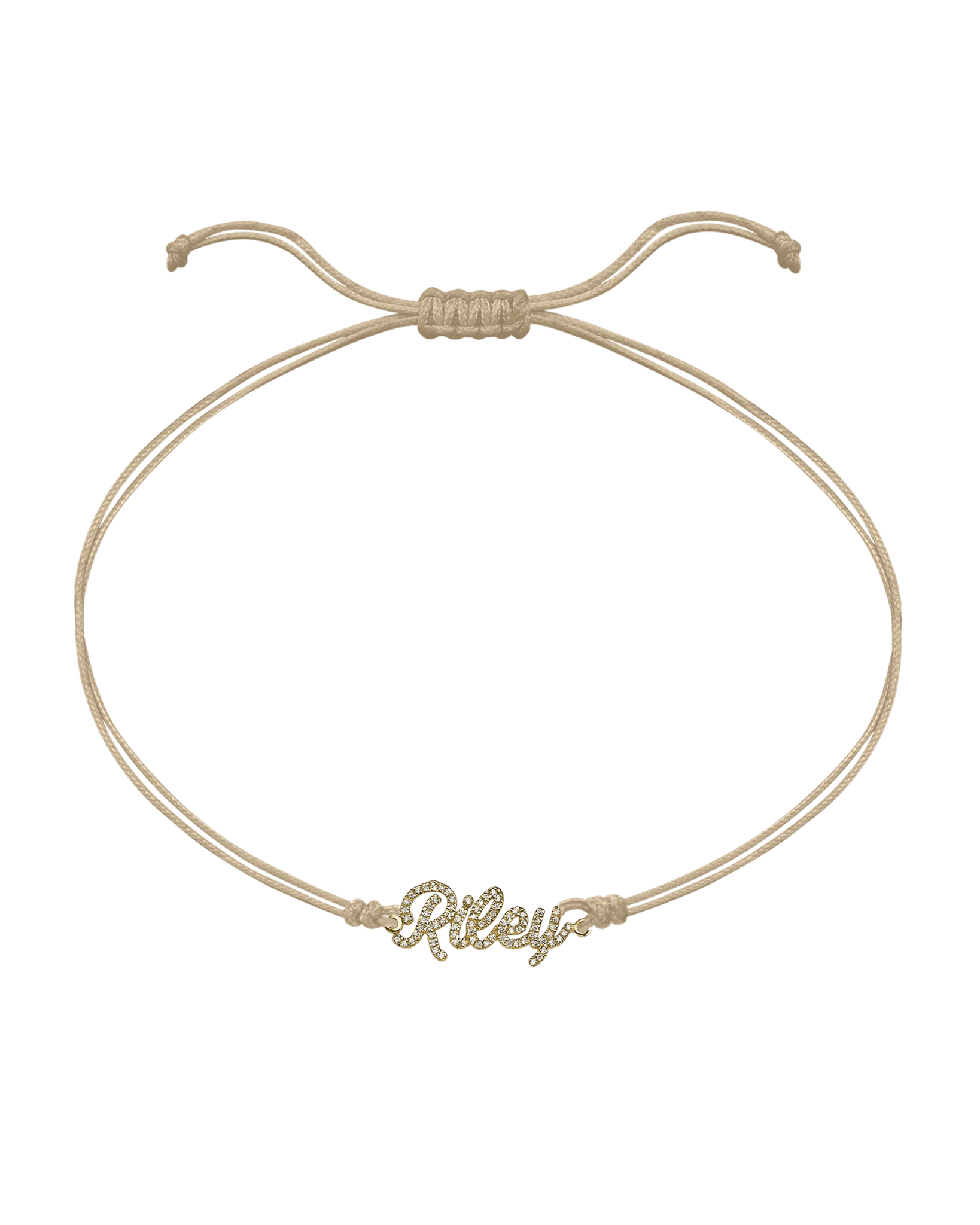 Paved Name Plate String of Love - 14K Yellow Gold Bracelet 14K Solid Gold Sand 1 