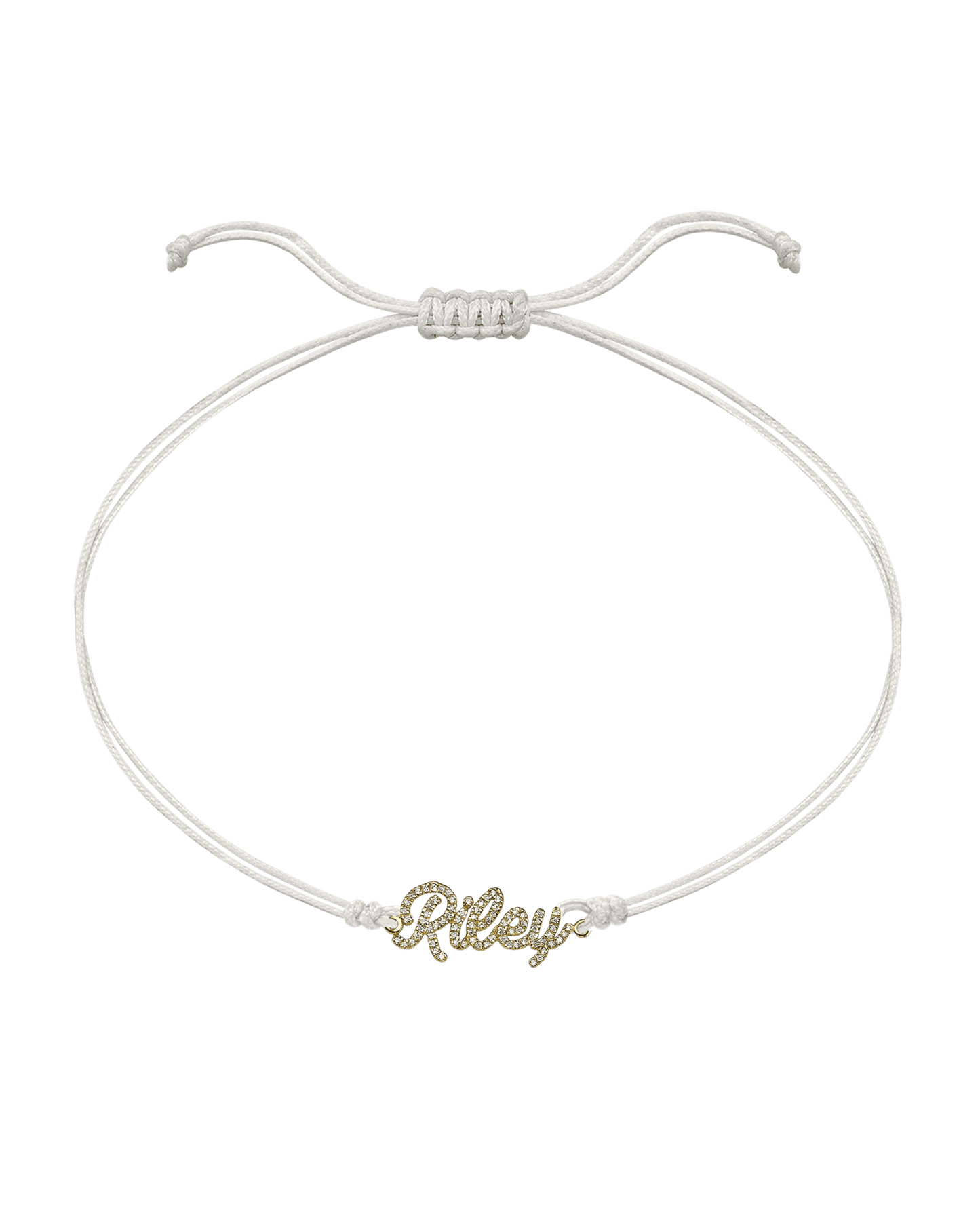 Paved Name Plate String of Love - 14K Yellow Gold Bracelet 14K Solid Gold Pearl 1 
