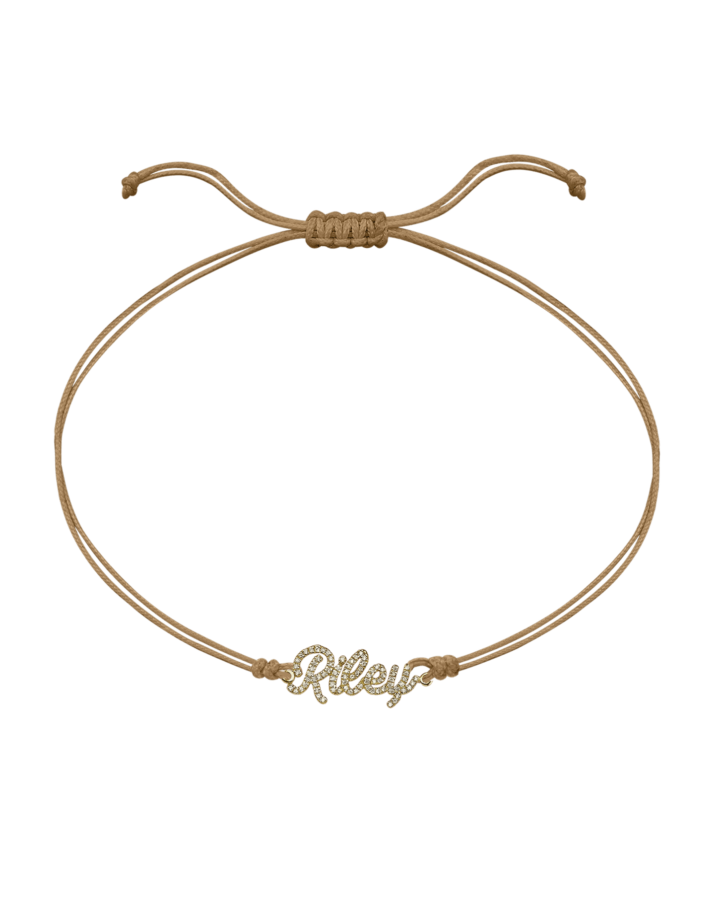 Paved Name Plate String of Love - 14K Yellow Gold Bracelet 14K Solid Gold Camel 1 