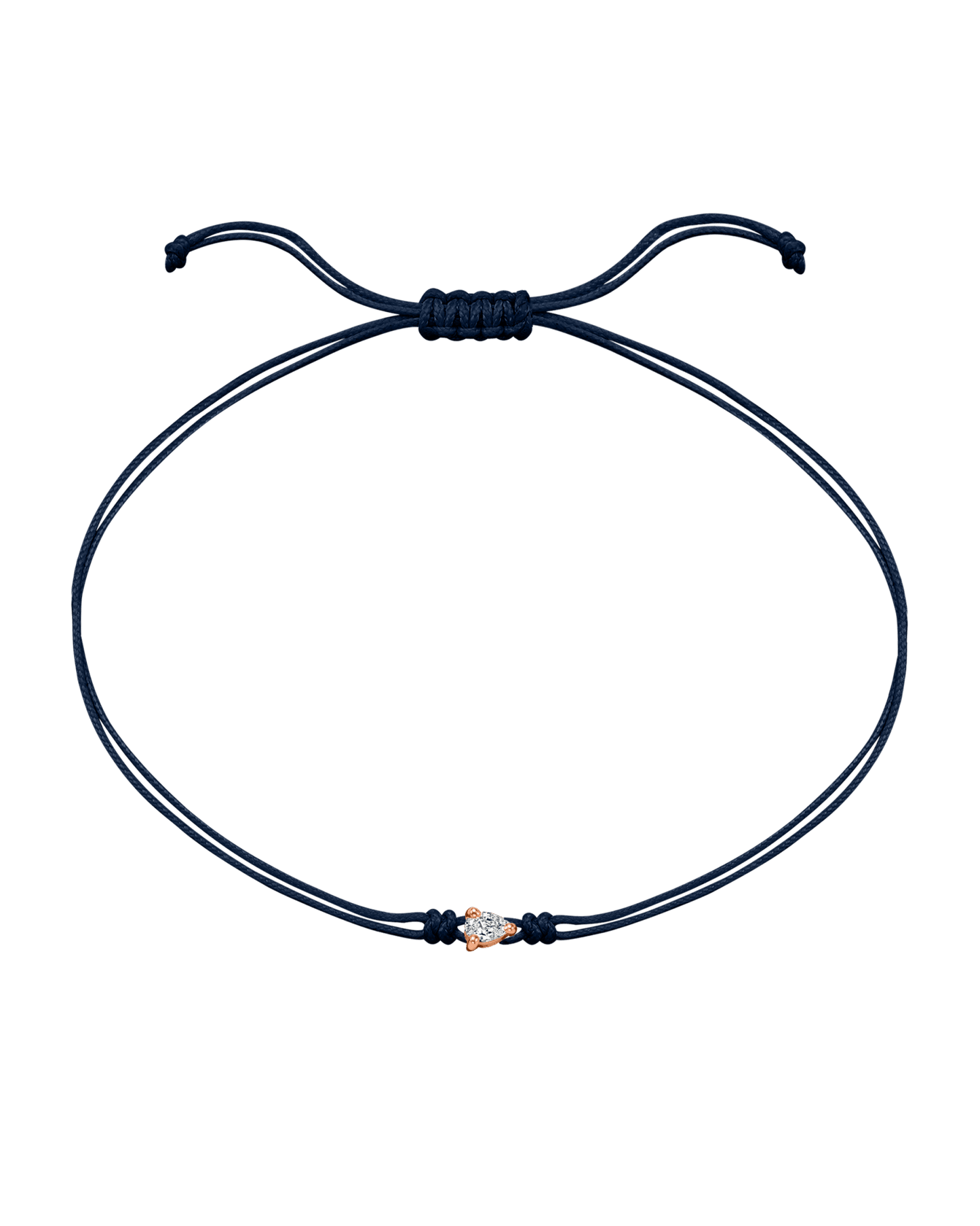 Pear Diamond String Of Love - 14K Rose Gold Bracelet 14K Solid Gold Navy Blue 