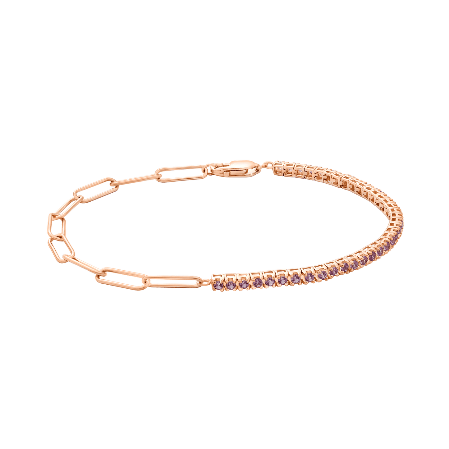 Pink Sapphire Open Link Bracelet - 14K Rose Gold Bracelet magal-dev 