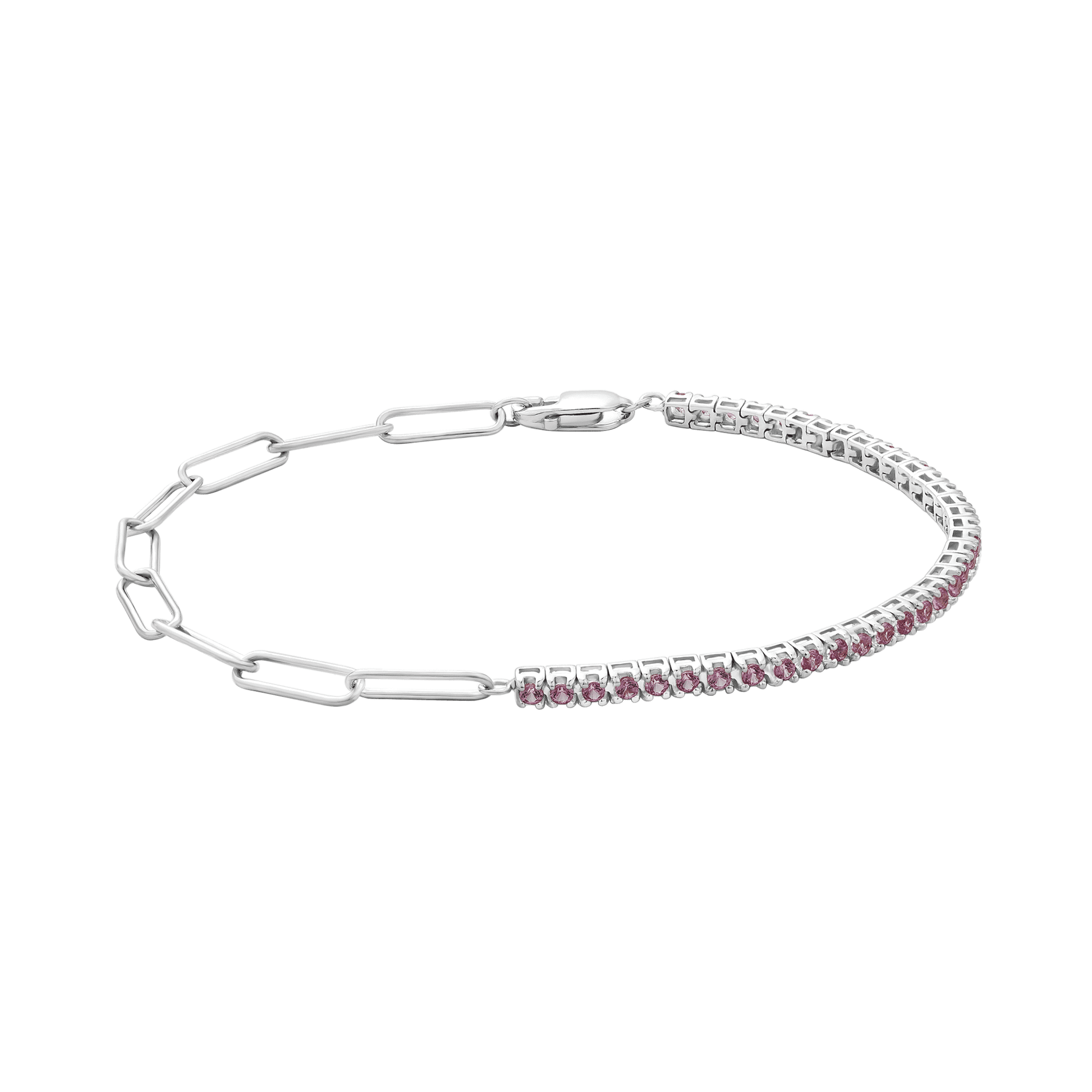 Pink Sapphire Open Link Bracelet - 14K White Gold Bracelet magal-dev 