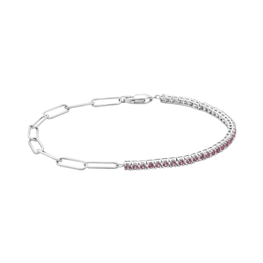 Pink Sapphire Open Link Bracelet - 14K White Gold Bracelet magal-dev 