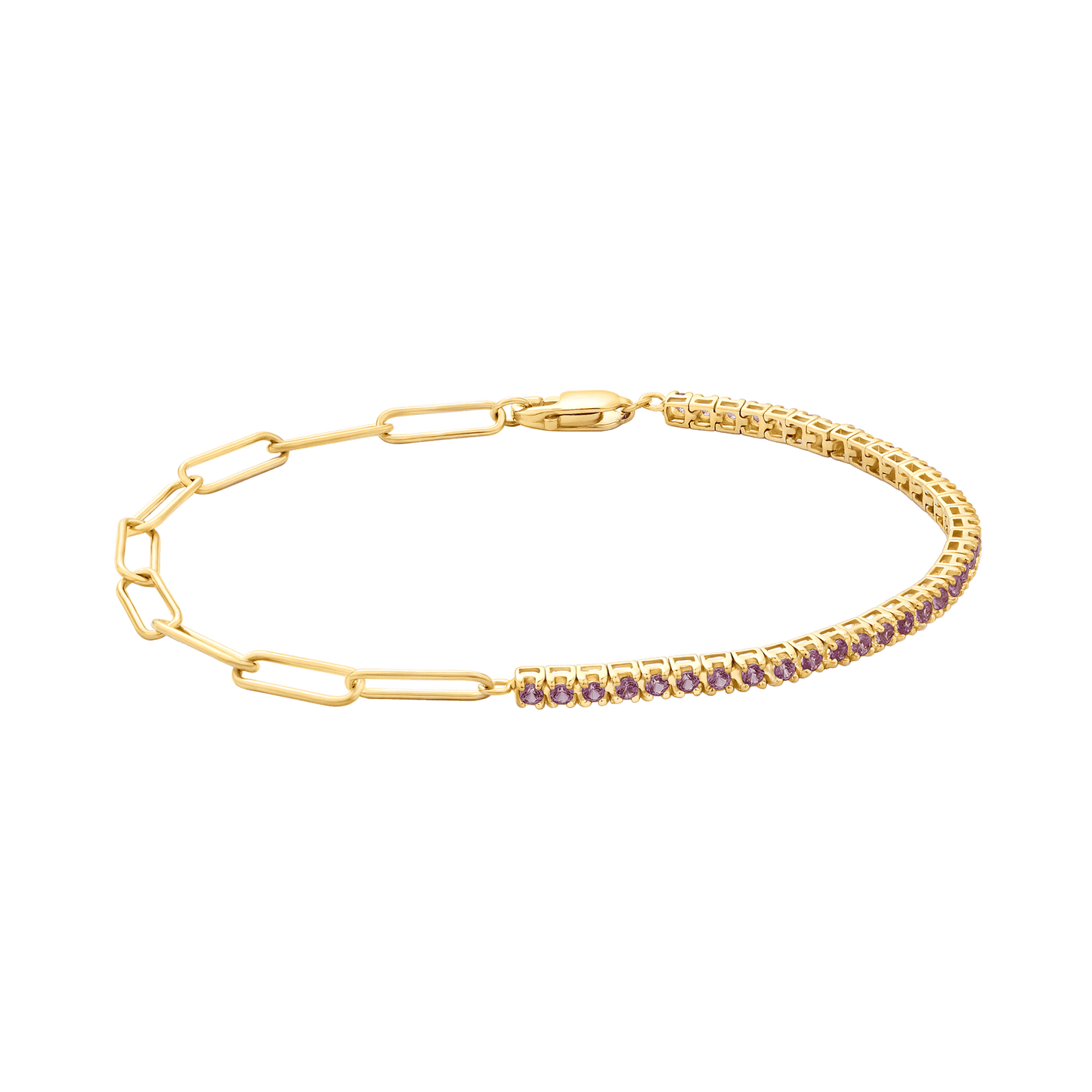 Pink Sapphire Open Link Bracelet - 14K Yellow Gold Bracelet magal-dev 