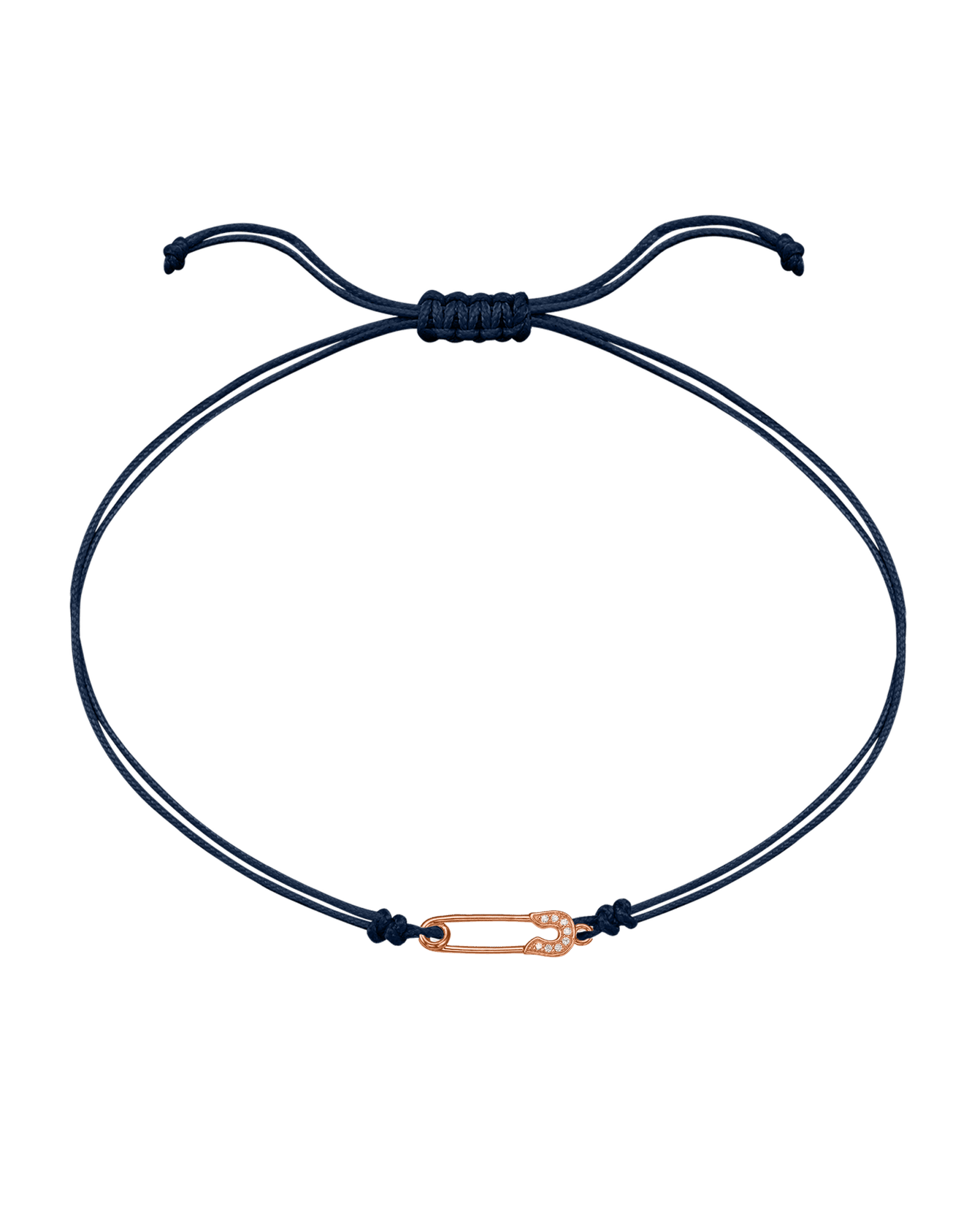 Pins Diamond String of love - 14K Rose Gold Bracelet 14K Solid Gold Navy Blue 