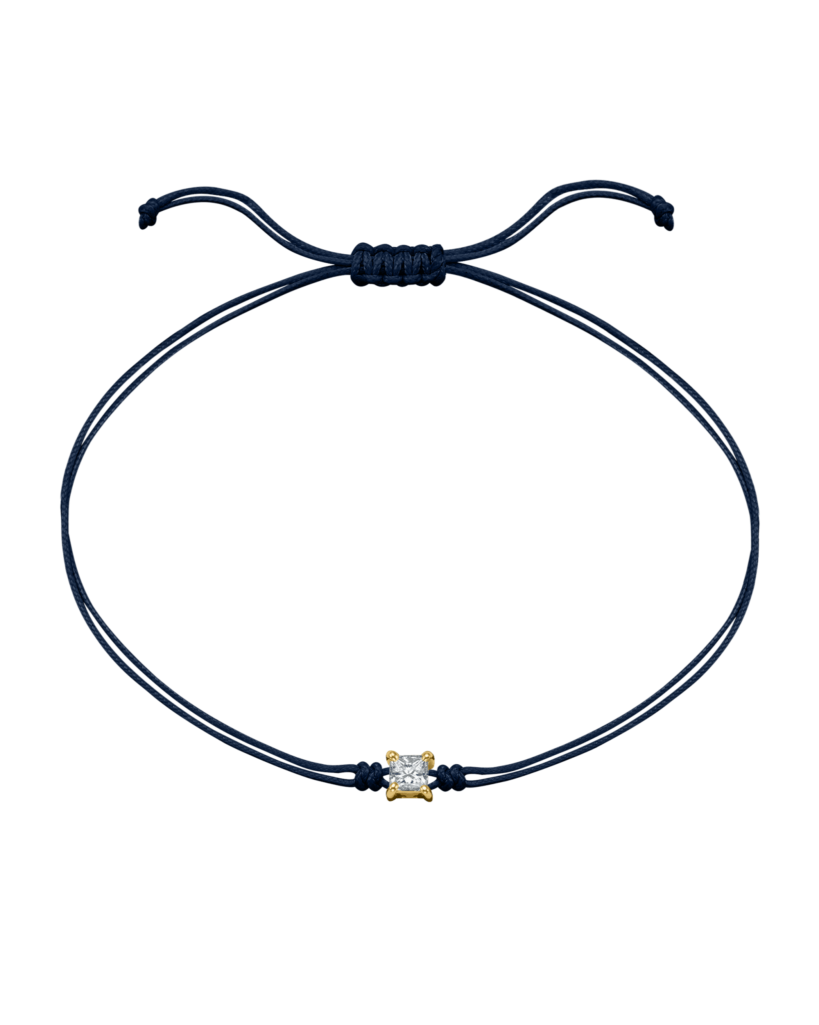 Princess Diamond String Of Love - 14K Yellow Gold Bracelet 14K Solid Gold Navy Blue 