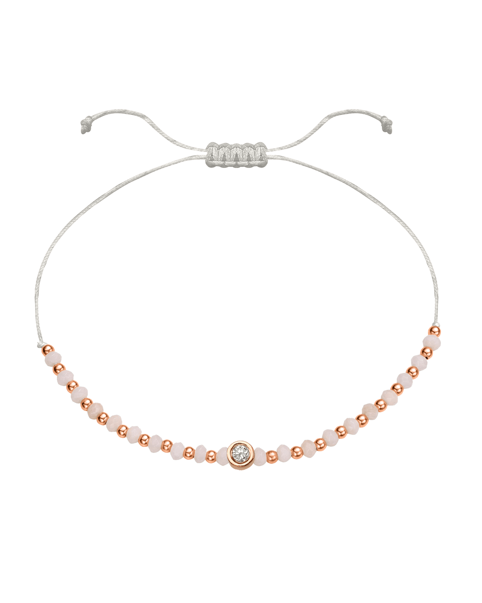 Rhodochrosite Gemstone String of Love Bracelet for Compassion - 14K Rose Gold Bracelet 14K Solid Gold Pearl Medium: 0.04ct 