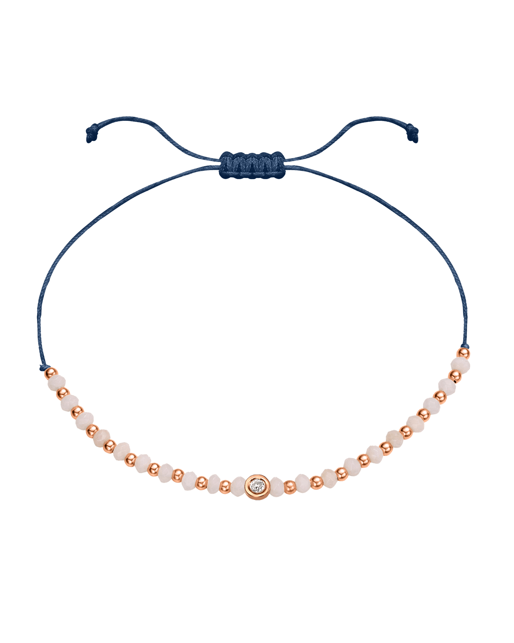 Rhodochrosite Gemstone String of Love Bracelet for Compassion - 14K Rose Gold Bracelet 14K Solid Gold Indigo Small: 0.03ct 