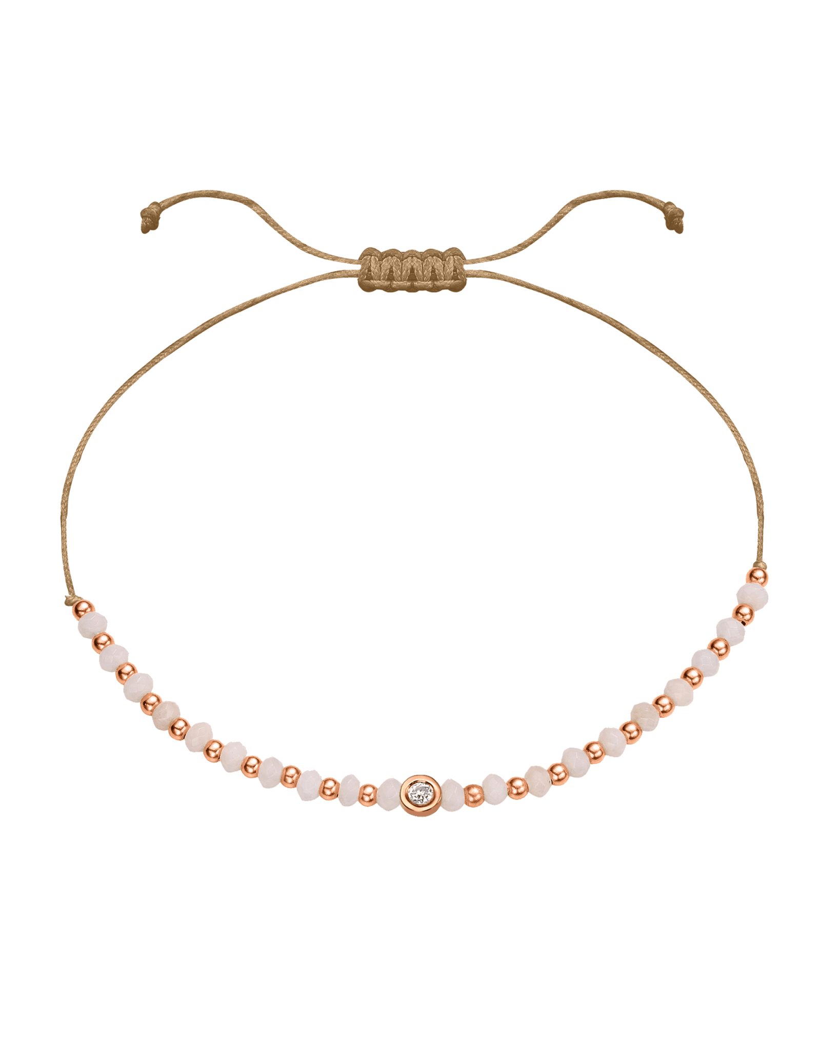 Rhodochrosite Gemstone String of Love Bracelet for Compassion - 14K Rose Gold Bracelet 14K Solid Gold Camel Small: 0.03ct 