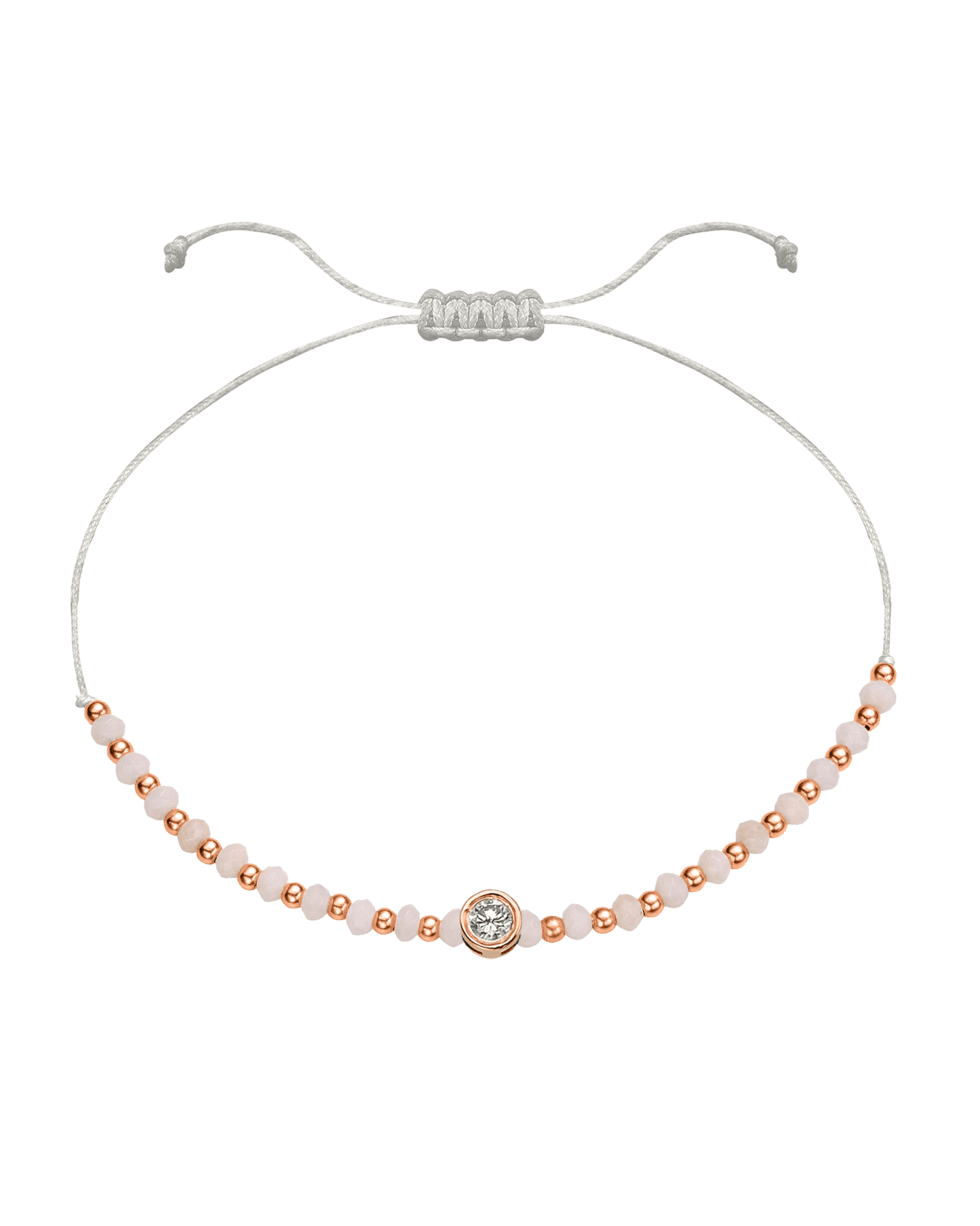 Rhodochrosite Gemstone String of Love Bracelet for Compassion - 14K Rose Gold Bracelet 14K Solid Gold Pearl Large: 0.1ct 