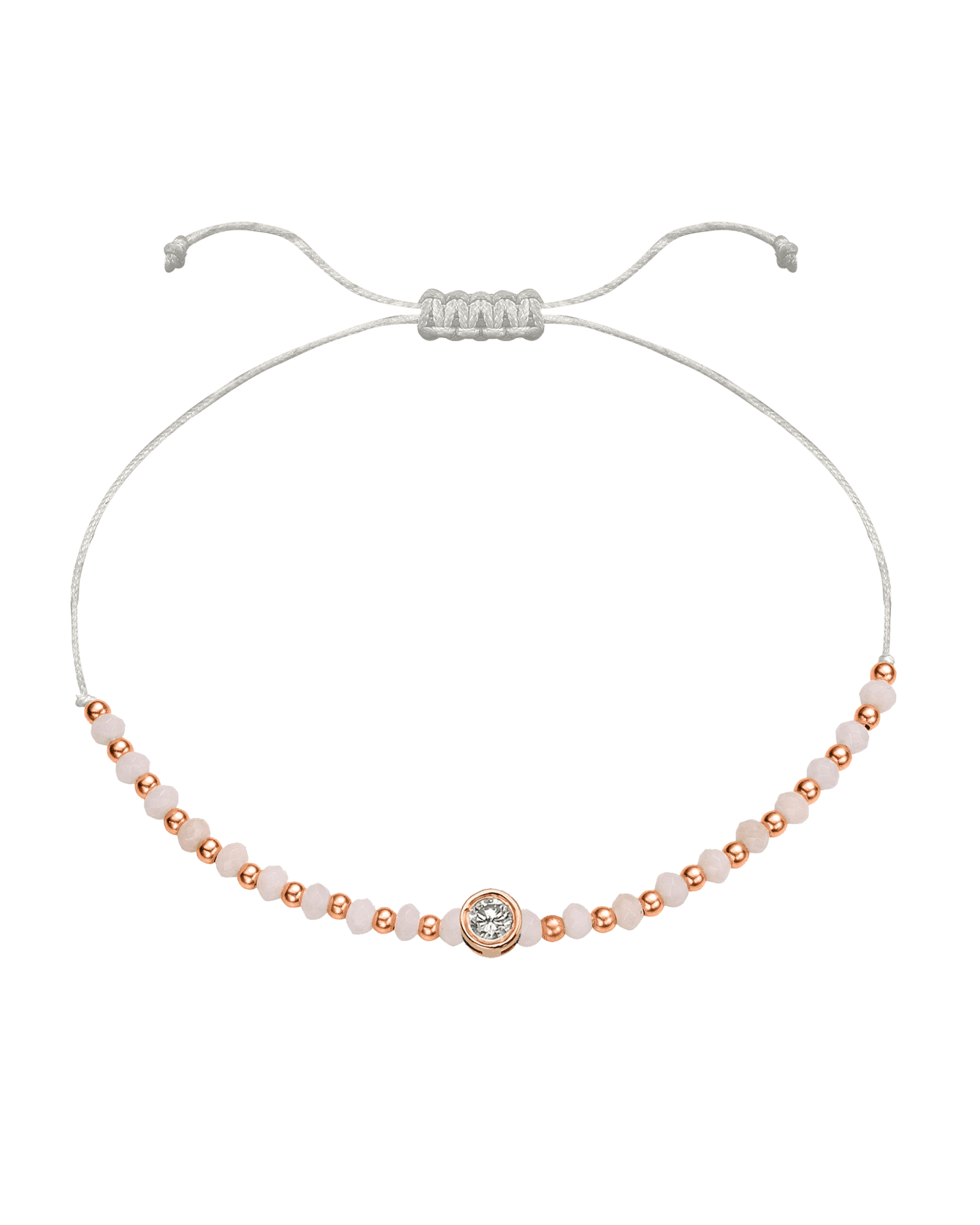 Rhodochrosite Gemstone String of Love Bracelet for Compassion - 14K Rose Gold Bracelet 14K Solid Gold Pearl Large: 0.1ct 