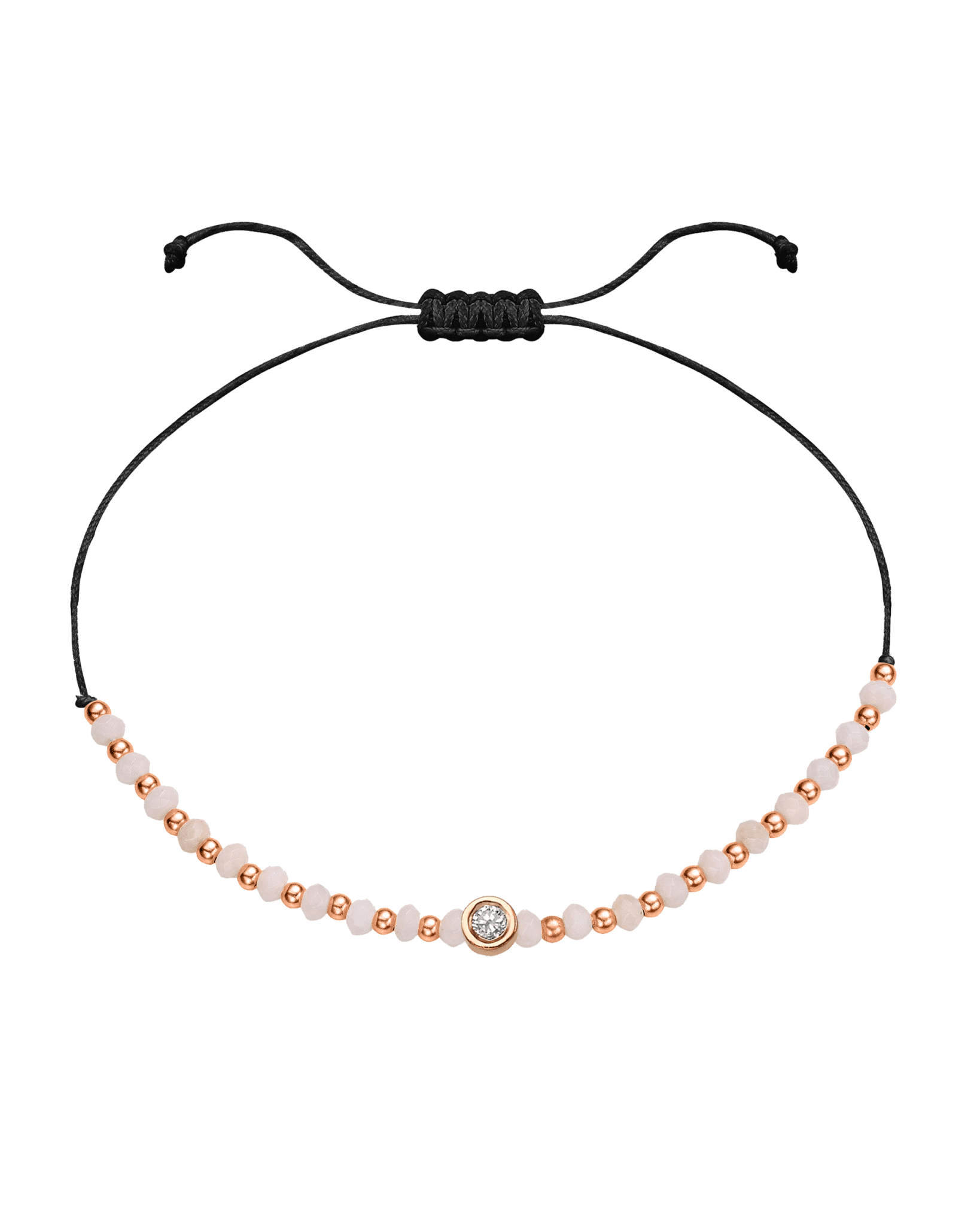 Rhodochrosite Gemstone String of Love Bracelet for Compassion - 14K Rose Gold Bracelet 14K Solid Gold Black Medium: 0.04ct 