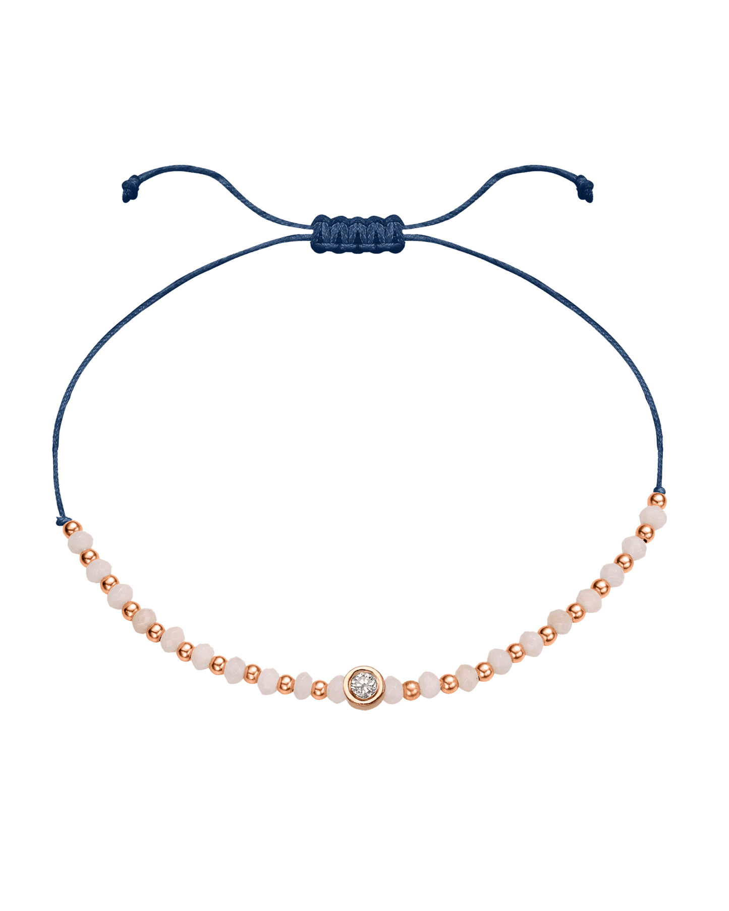 Rhodochrosite Gemstone String of Love Bracelet for Compassion - 14K Rose Gold Bracelet 14K Solid Gold Indigo Medium: 0.04ct 