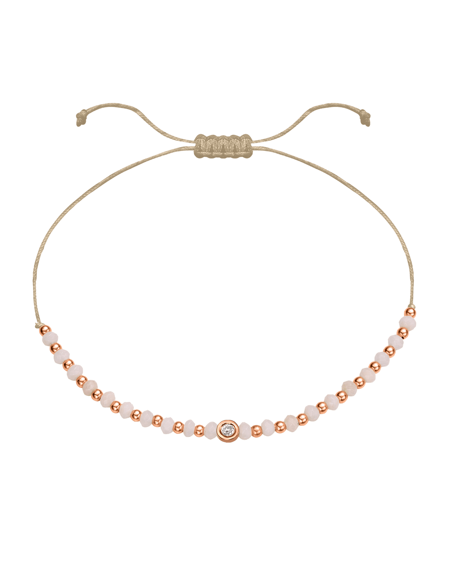 Rhodochrosite Gemstone String of Love Bracelet for Compassion - 14K Rose Gold Bracelet 14K Solid Gold Beige Small: 0.03ct 