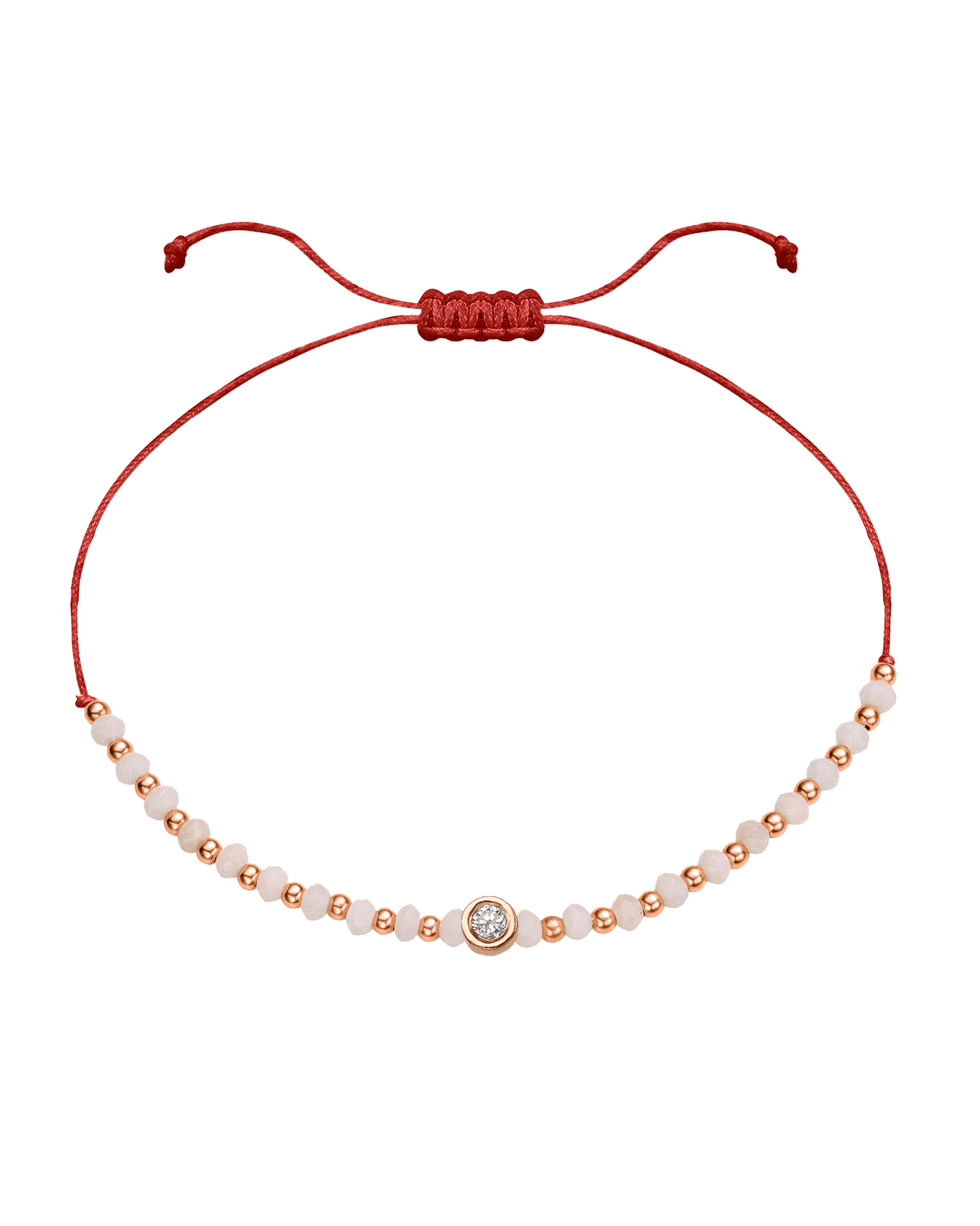 Rhodochrosite Gemstone String of Love Bracelet for Compassion - 14K Rose Gold Bracelet 14K Solid Gold Red Medium: 0.04ct 